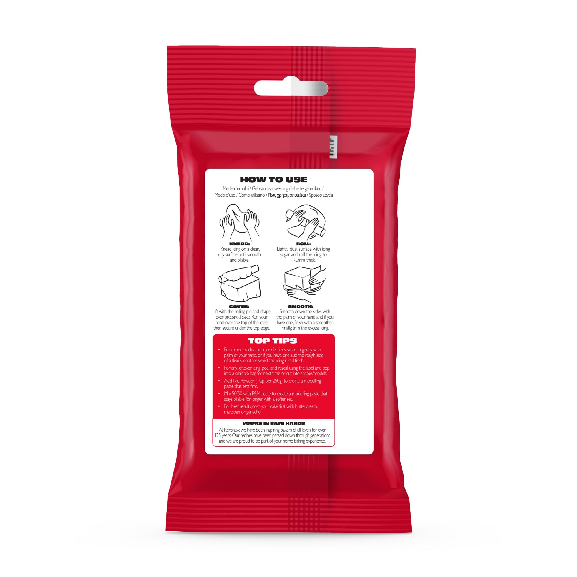 Renshaw Red Extra Stretch Fondant Icing - Ready to Roll | 250 g Packet | Firm & Elastic 3