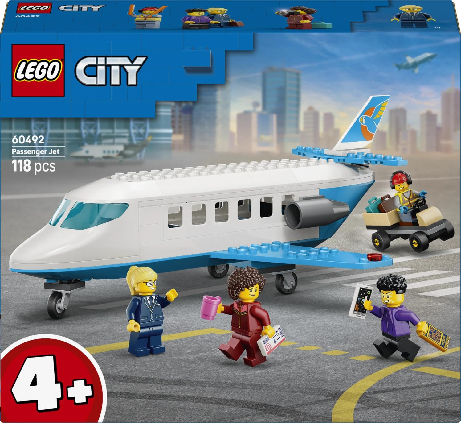 LEGO City Passenger Jet 60492 Building Set for Ages 4+ with 4 Minifigures and Accessories 5