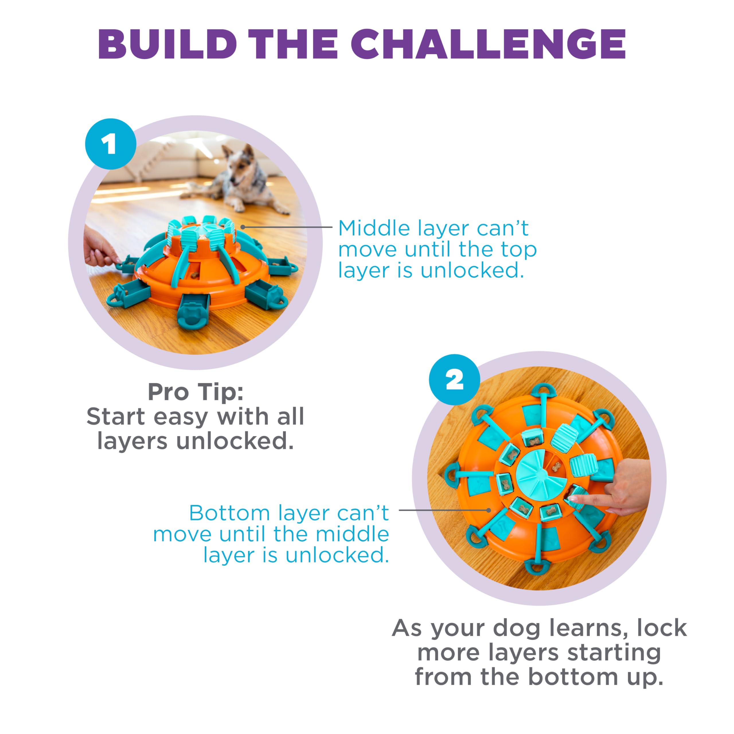 Outward Hound Nina Ottosson Tower of Treats Level 4 Expert Dog Puzzle Toy | Plastic | Orange/Blue 4