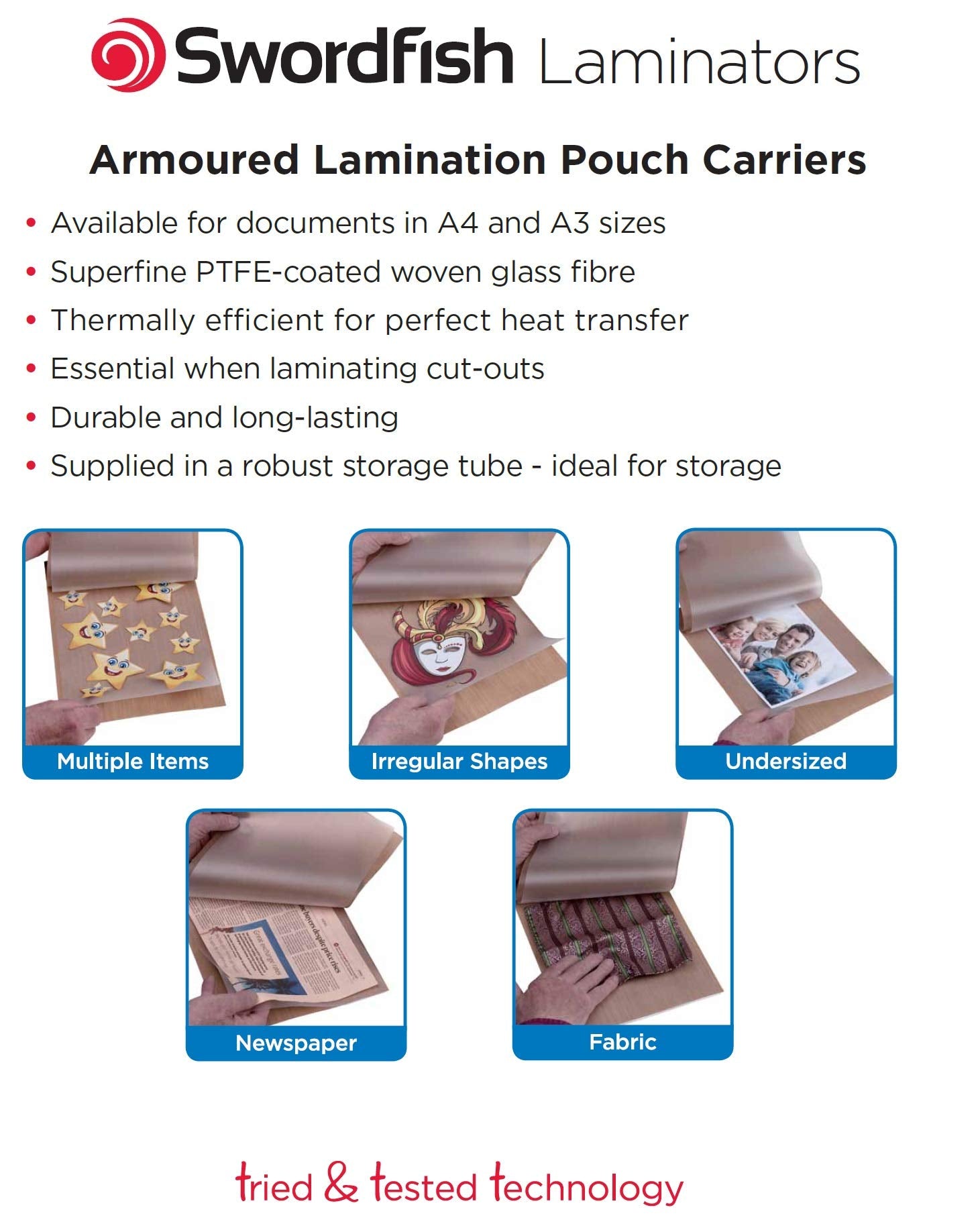 Swordfish Armoured Non-Stick PTFE Laminating Pouch Carrier - A3 Size | Protects Laminator | Pack of 1 4