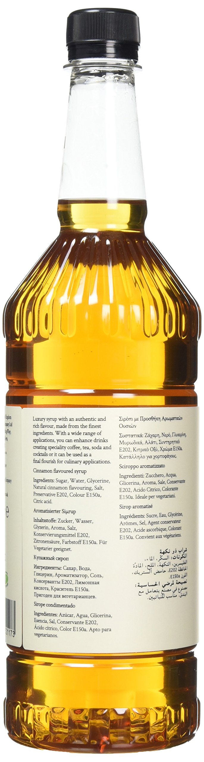 Simply Cinnamon Syrup - Vegan, Nut Free Coffee & Cocktail Flavoring | 1L Plastic Bottle