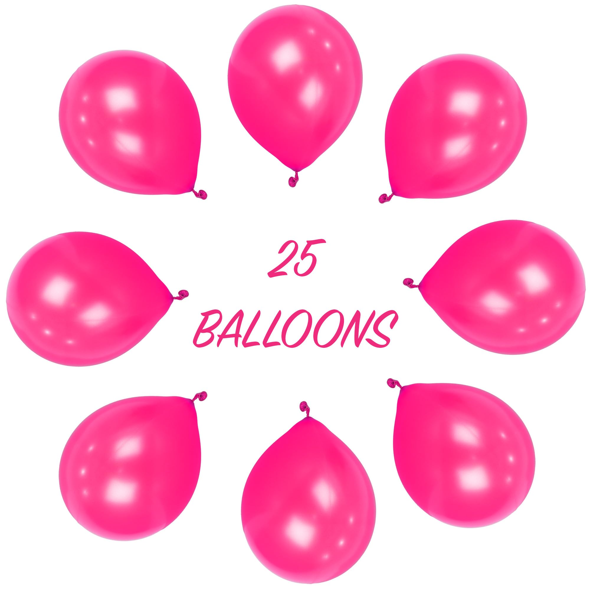 SHATCHI Fuchsia Pink Balloons - 25 Pack, 12 Inch Thick Latex, Biodegradable | Supports Helium & Air