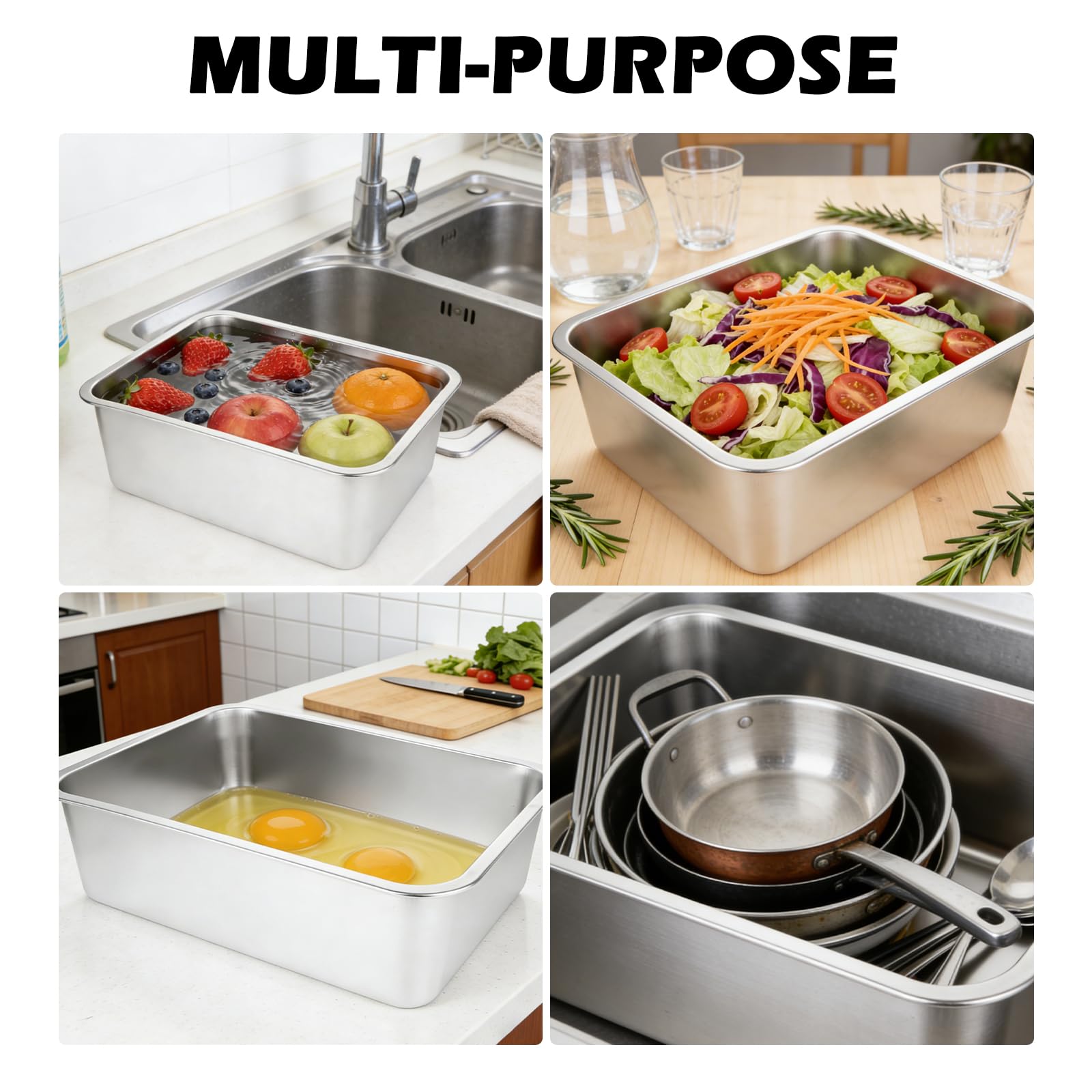 ASelected 304 Stainless Steel Washing Up Bowl - 16.5L Capacity | 44.5cm Outer Size | Built to Last 7