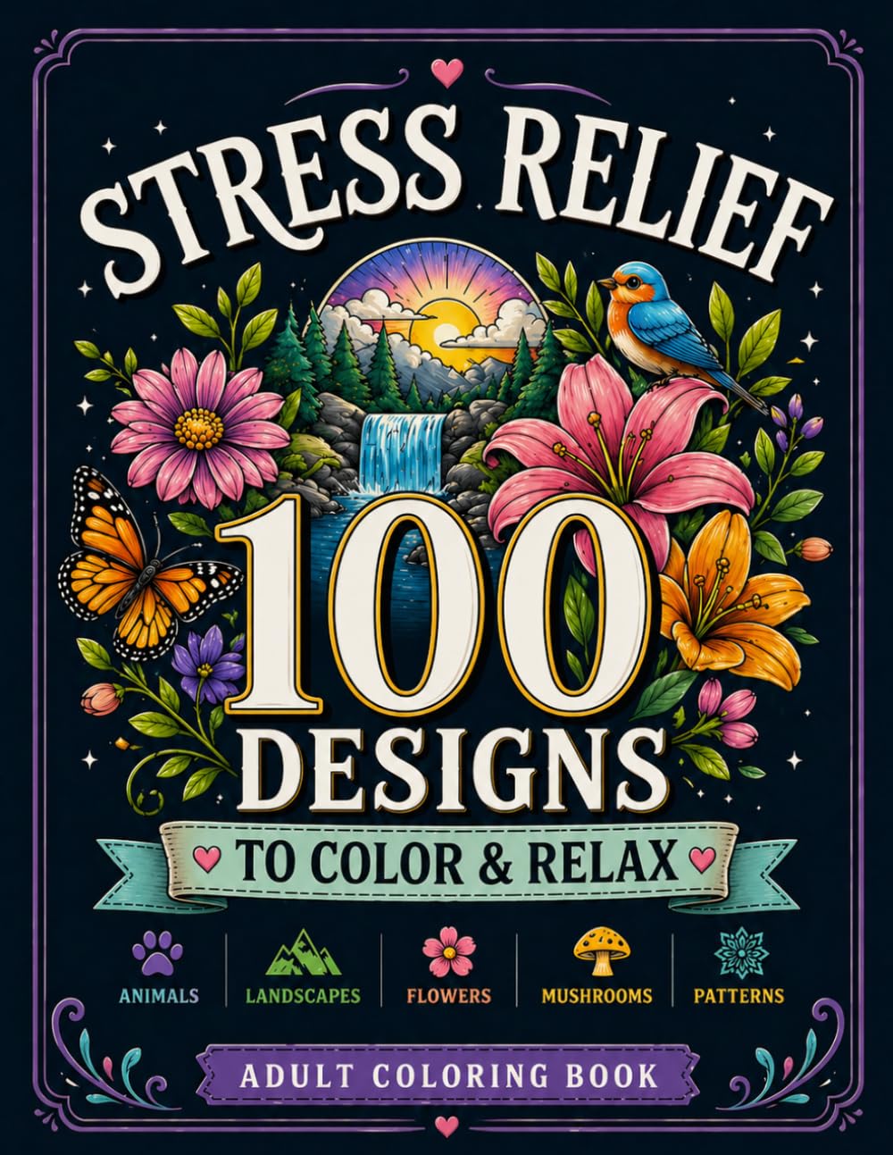 Genton Maliqi - Stress Relief Coloring Book: 100 Designs to Relax and Unwind | Paperback