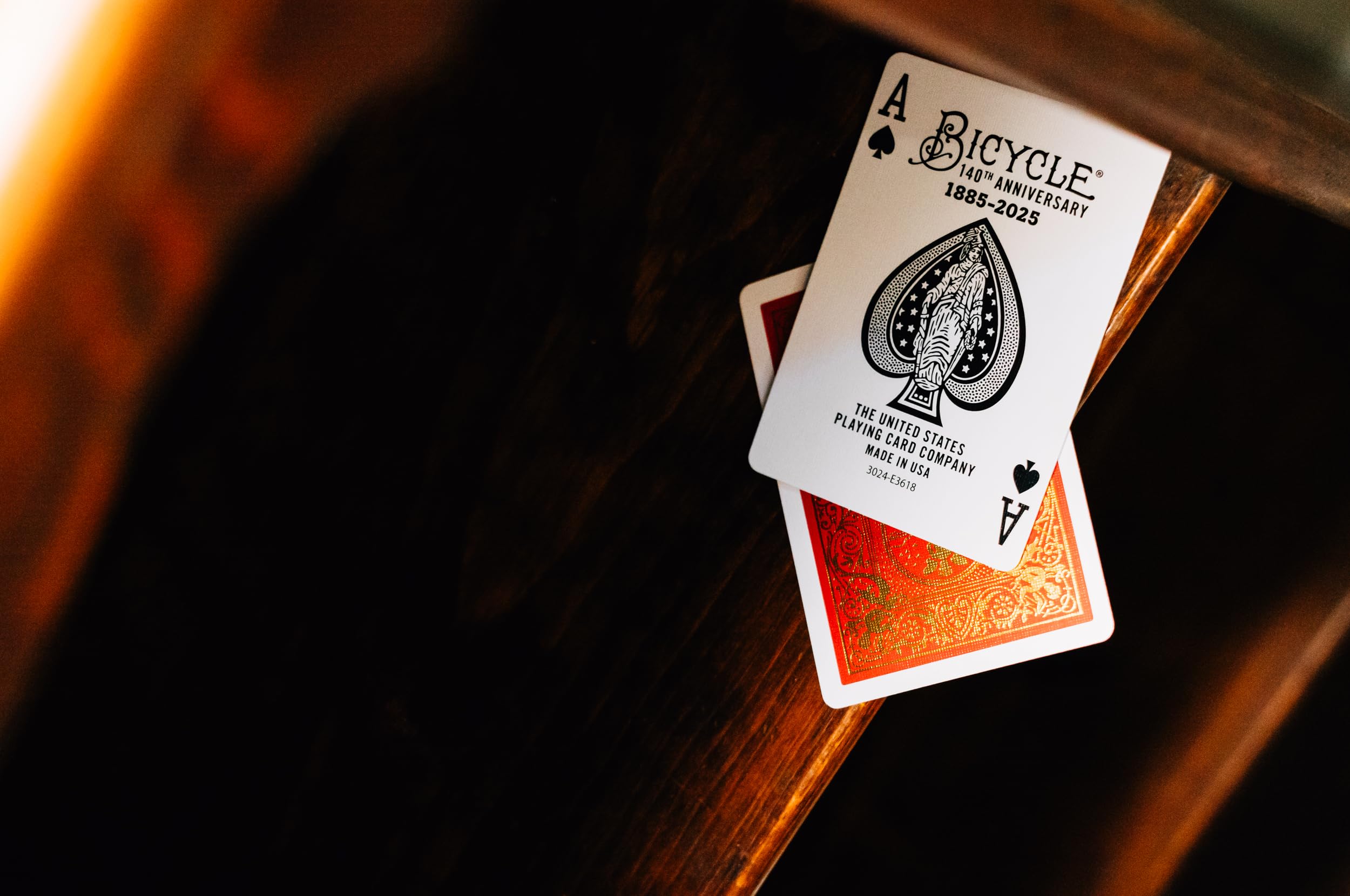 Bicycle 140th Year Anniversary Playing Cards, Red and Gold Foil, Historic 1