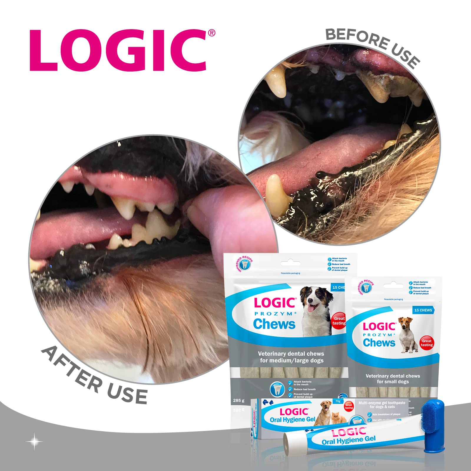 Logic Prozym Dental Sticks for Small Dogs & Puppies - Beef Flavor, Low Calorie | 15 Chews 3