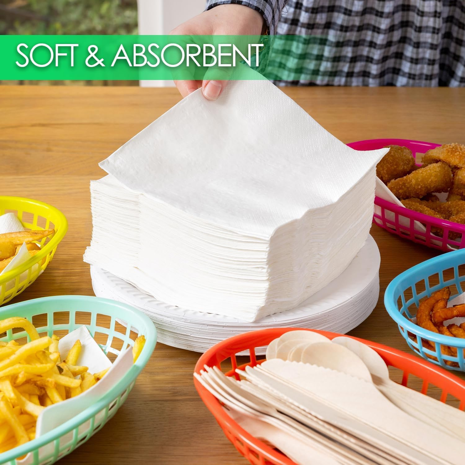 Talking Tables Table Kind Soft White Napkins - 100 Pack Bulk | 2-Ply 33cm | Home Compostable & Recyclable 6