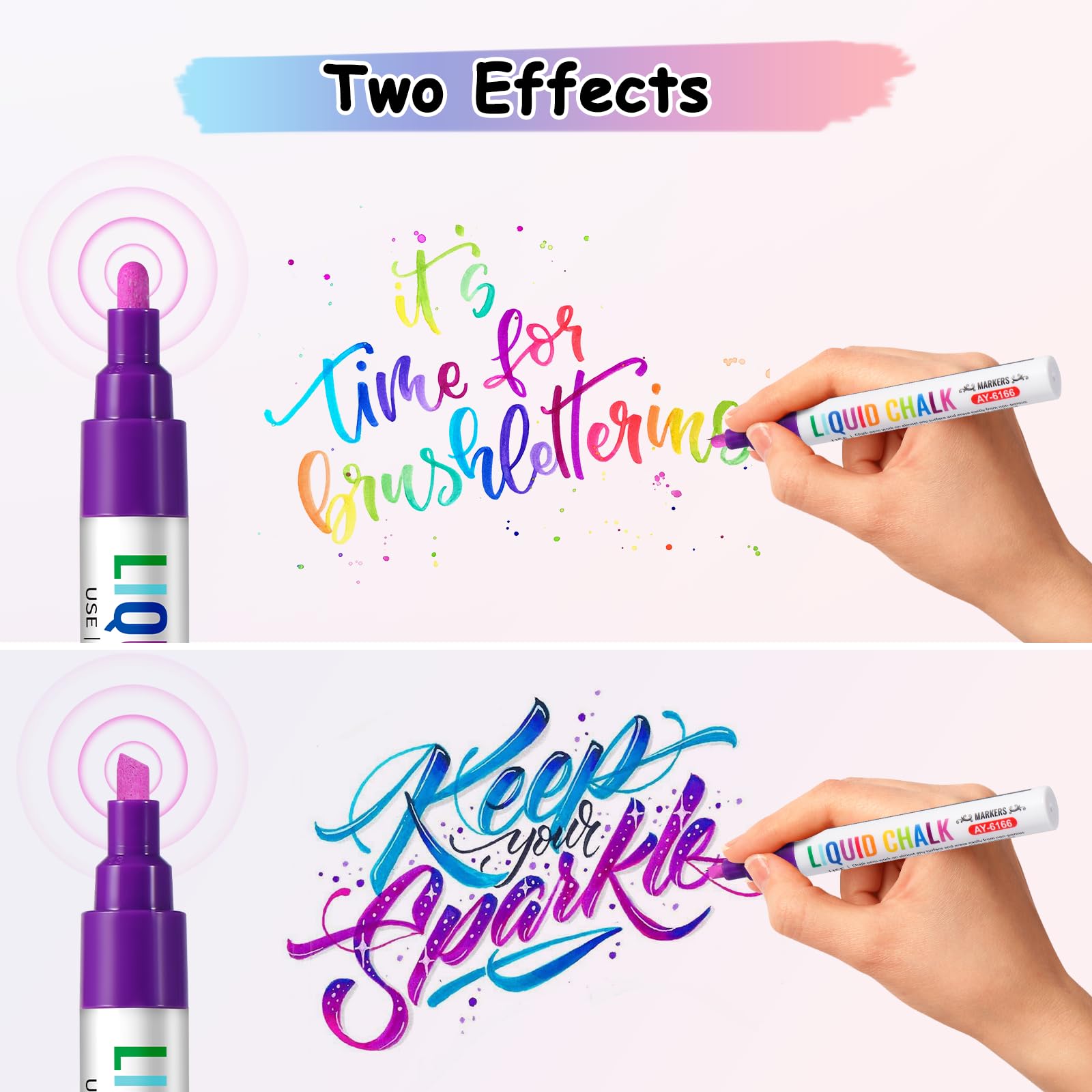 Brencco Liquid Chalk Pens - 8 Vibrant Colors | Dual-Ended Nibs | Easy Erase on Smooth Surfaces 3