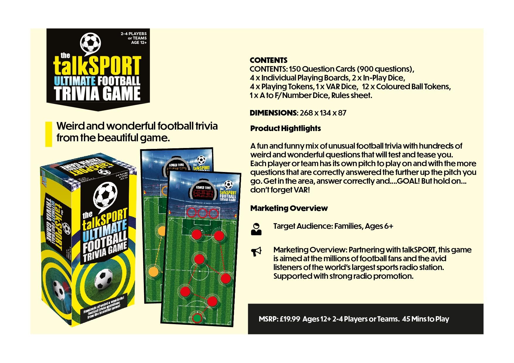Big Sky Games talkSPORT Ultimate Football Trivia Board Game | Compact Size | Yellow and Black 5