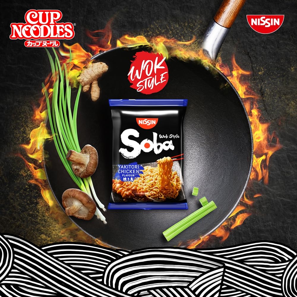 NISSIN Soba Wok Style Yakitori Chicken Flavoured Instant Noodles - 110 g (Pack of 9) 6