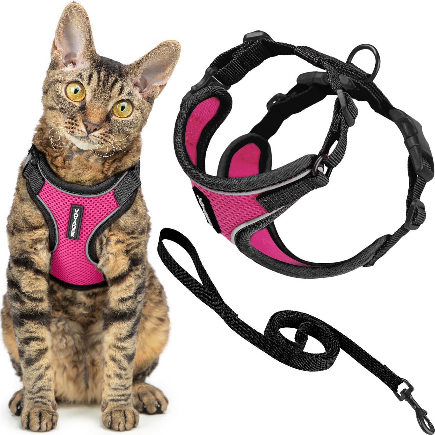 Best Pet Supplies Voyager Escape Proof Cat Harness and Leash Set - XXS, Fuchsia 1