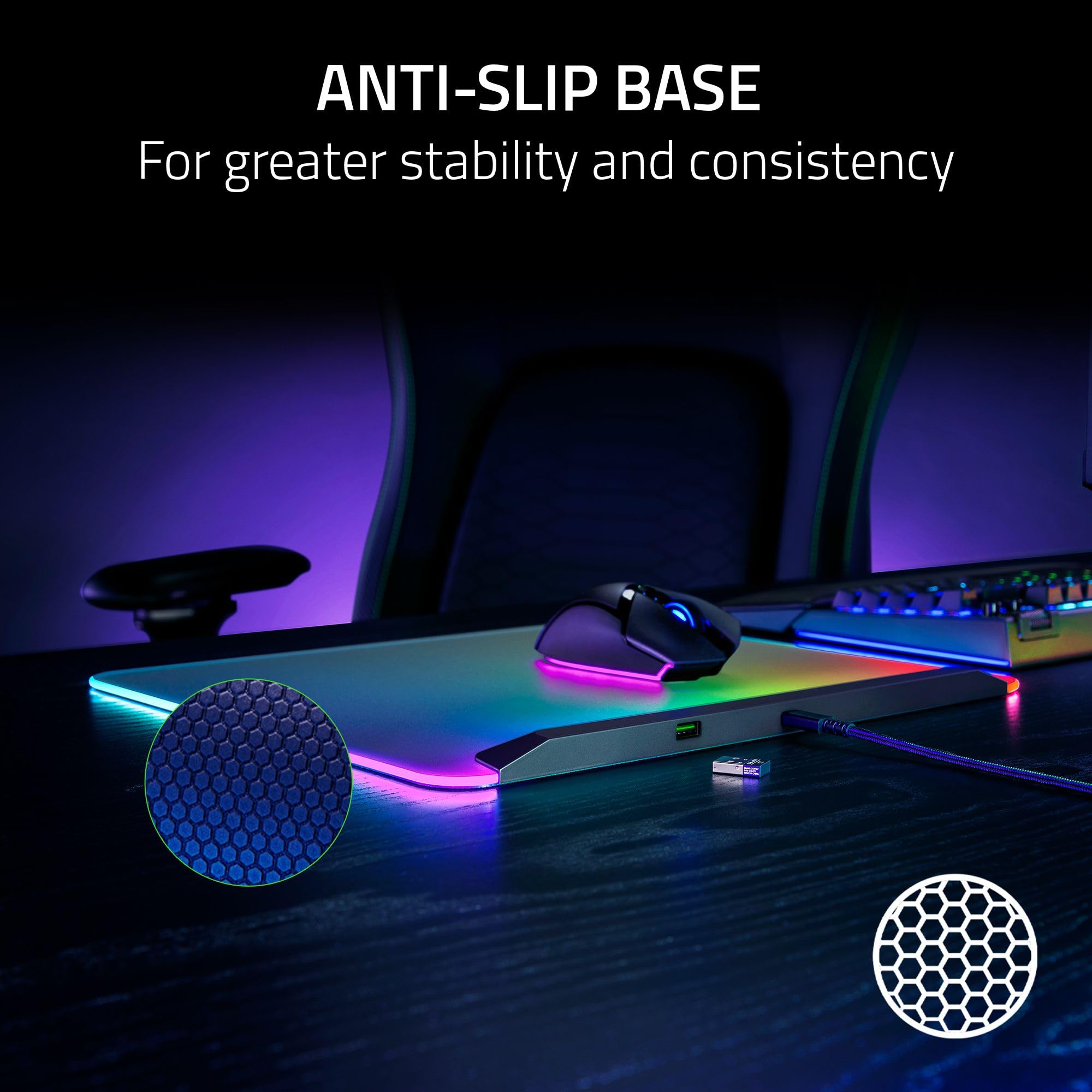 Razer Firefly V2 Pro – Gaming-Mauspad mit RGB-Hintergrundbeleuchtung, 15-Zonen-Chroma-Beleuchtung und integriertem USB-Anschluss 5