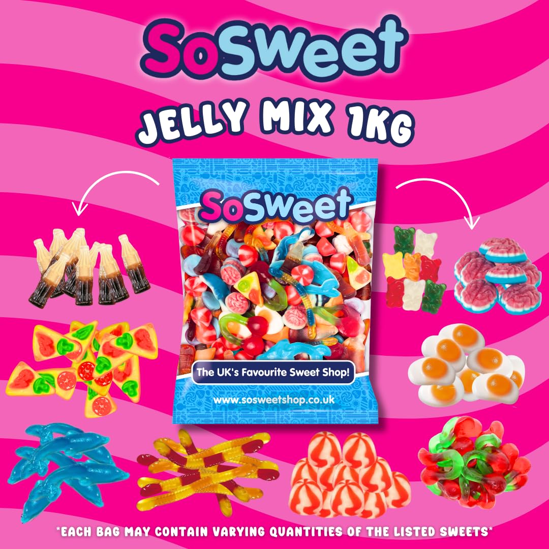 SoSweet Jelly Sweet Mix - 1kg Bulk Bag of Classic Chewy Sweets