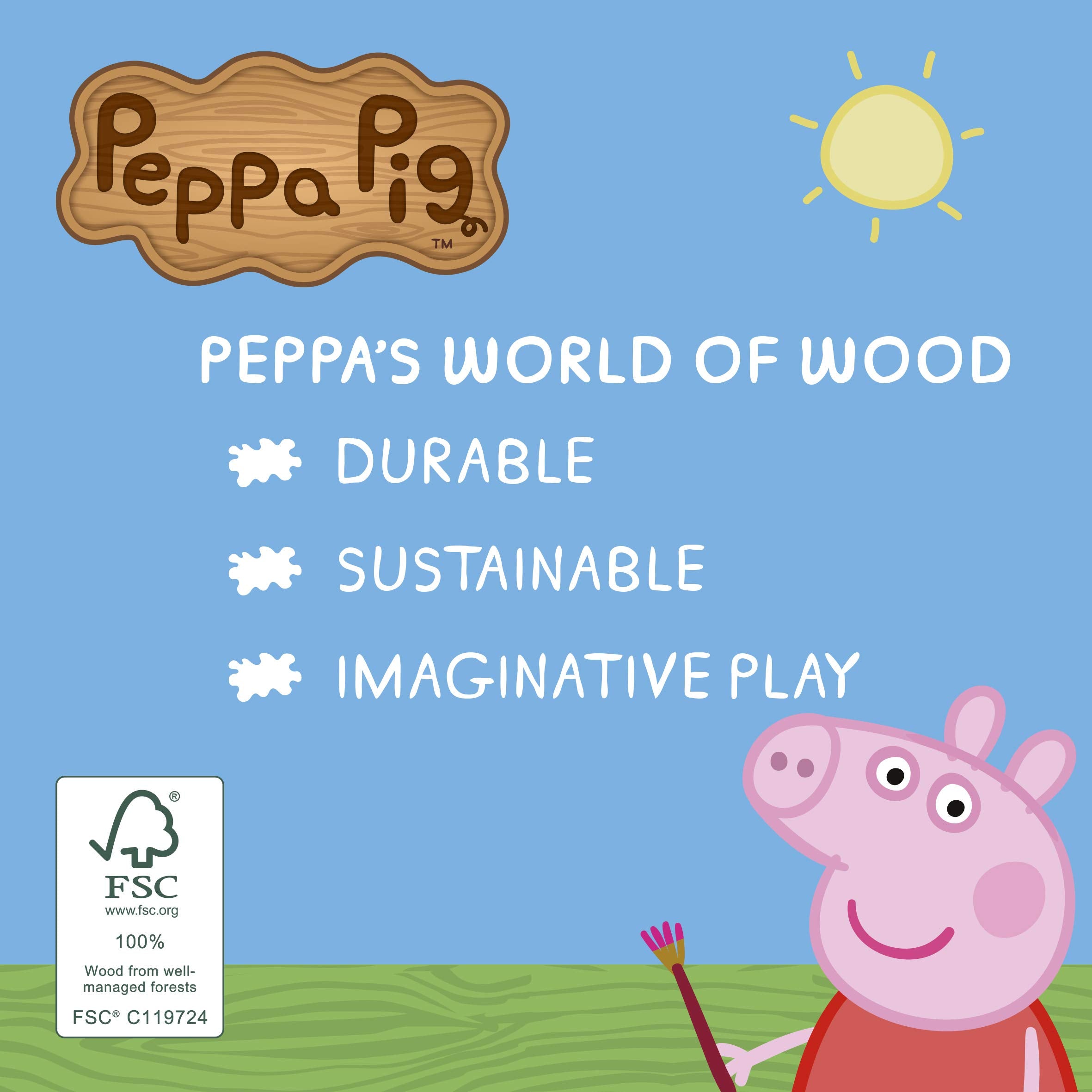 Peppa Pig Wooden School Bus - Push Along Shape Sorter with Magnetic Windows & Miss Rabbit Figure 5