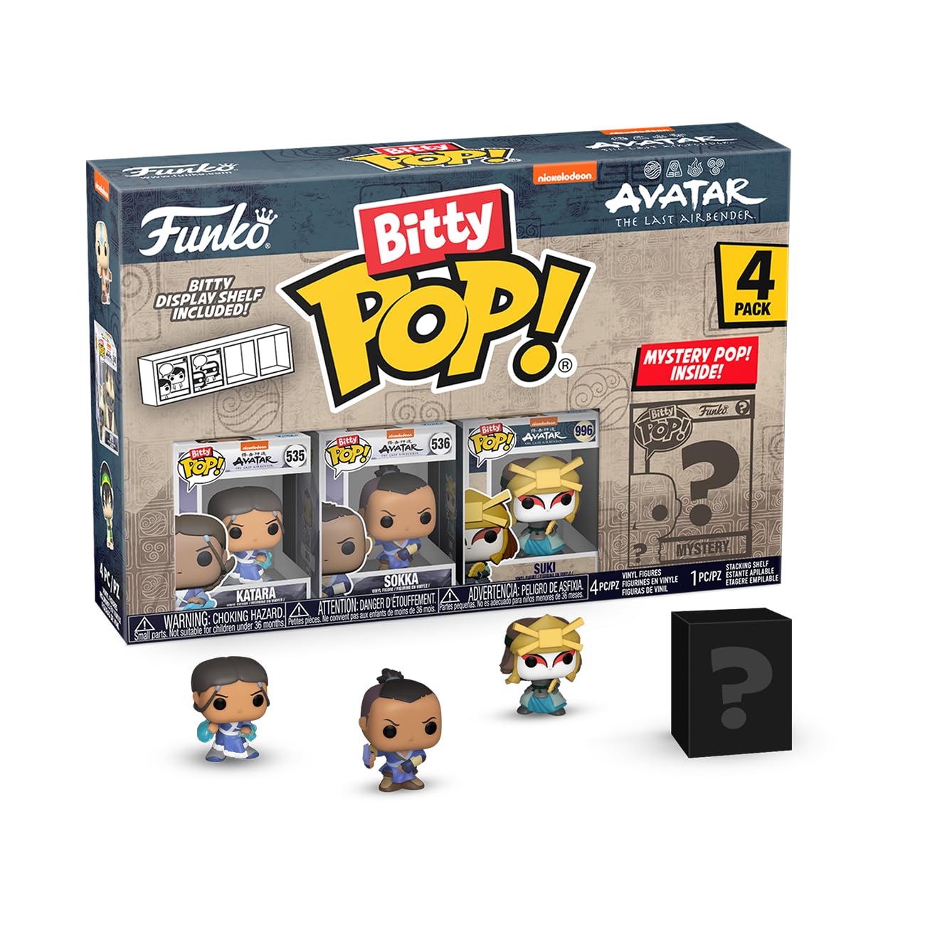 Funko Bitty POP! Avatar: The Last Airbender Mystery Mini Figure 4 Pack | 0.9 Inch Collectable | Stackable Shelf Included