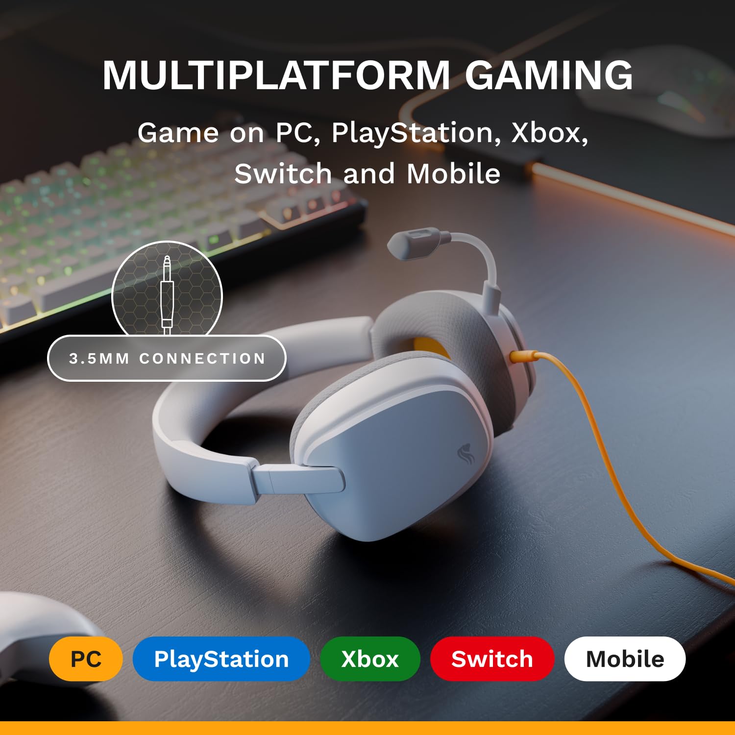 GLORIOUS GHS Eternal Gaming Headset - Crystal Clear Detachable Mic, Memory Foam Comfort, Multiplatform 8