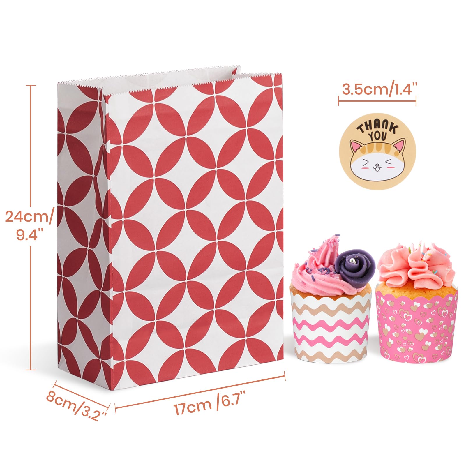 Parmedu Paper Gift Bags - 48 Medium Assorted Color Bags | 24 x 17 x 8CM | Food Grade