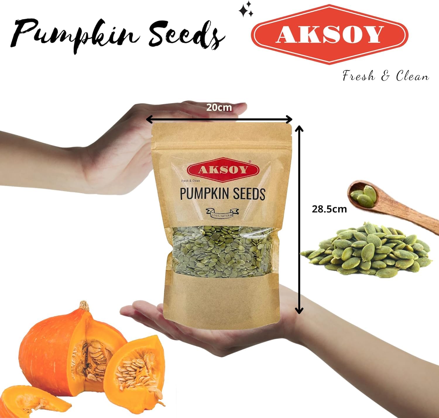 AKSOY Raw Pumpkin Seeds - 1300g | GMO-Free, Vegan, High Protein & Fiber 3