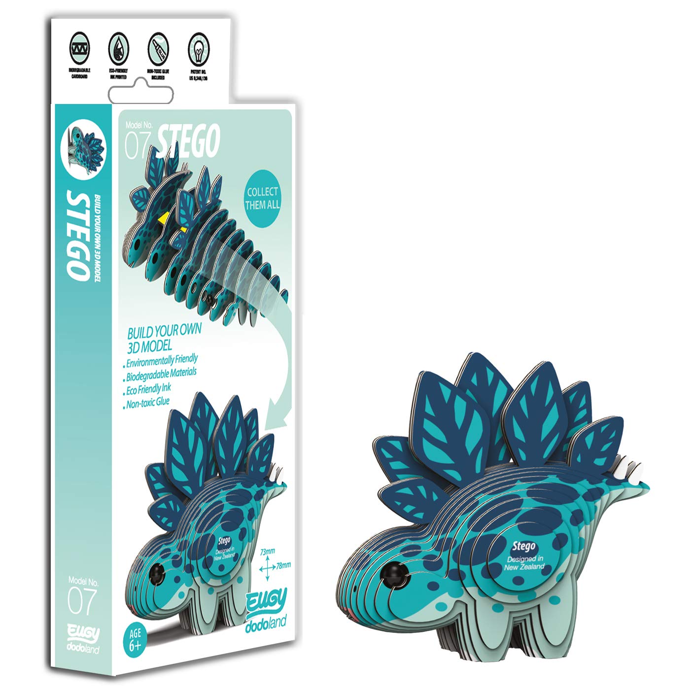 Brainstorm TOYS EUGY D5001 Stego Dinosaur 3D Model Craft Kit | Eco-friendly Cardboard | Ages Child, Adult
