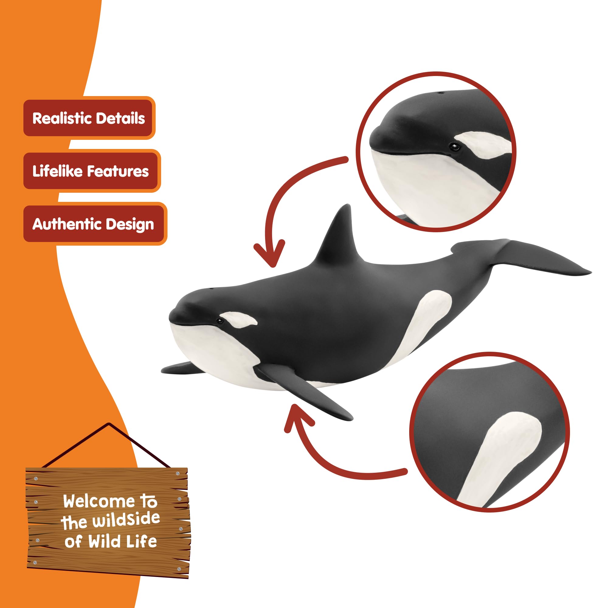 Schleich Wild Life Killer Whale Figurine 14807 | Ages 3+ | Black 3