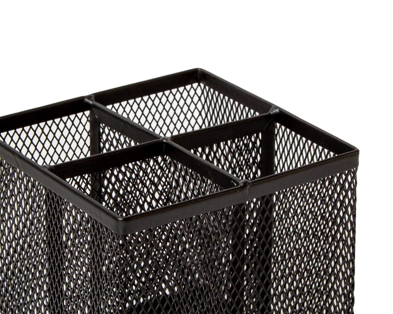Osco Black Wiremesh Square Pen Pot - 4 Compartments | Steel Construction | 105mm Height 4