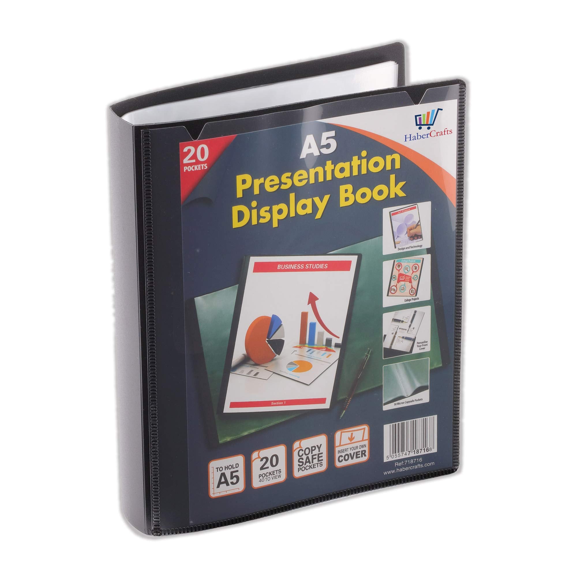 Habercrafts A5 Presentation Folder Display Book - 20 Pockets (40 Views) | Acid-Free | Water Repellent