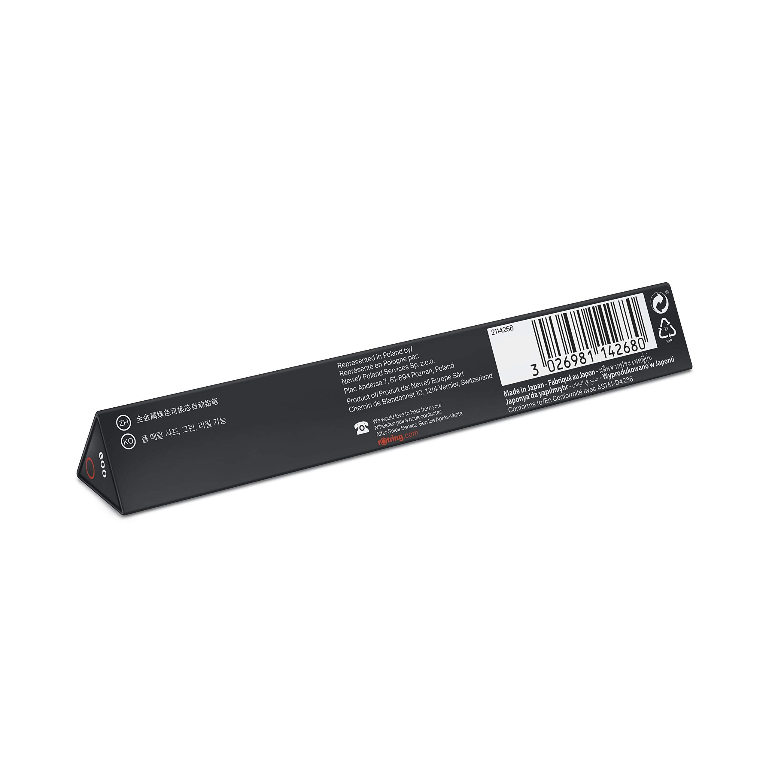 rOtring 600 Mechanical Pencil - HB 0.5mm | Green All-Metal Body | Hexagonal Barrel 7