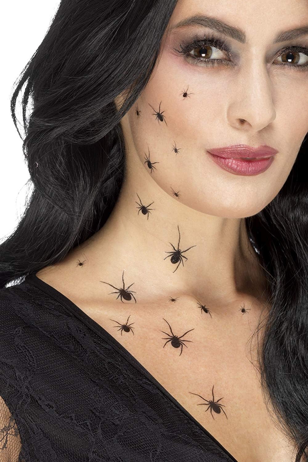 Smiffys Crawling Spider Temporary Tattoo Transfers - 2 Sheets, 16 Spiders Each
