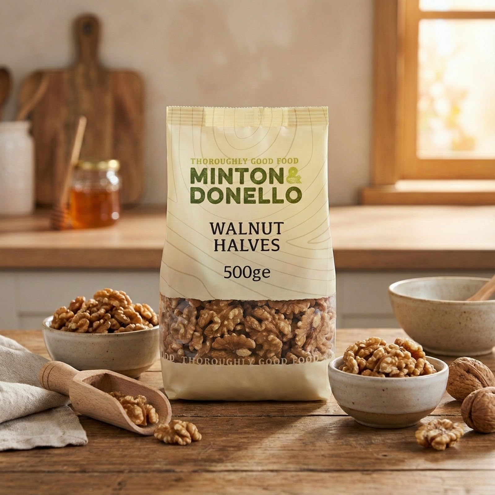 Minton & Donello Walnut Halves - Fresh, Crunchy, Rich in Omega-3 | 500g Pack 3