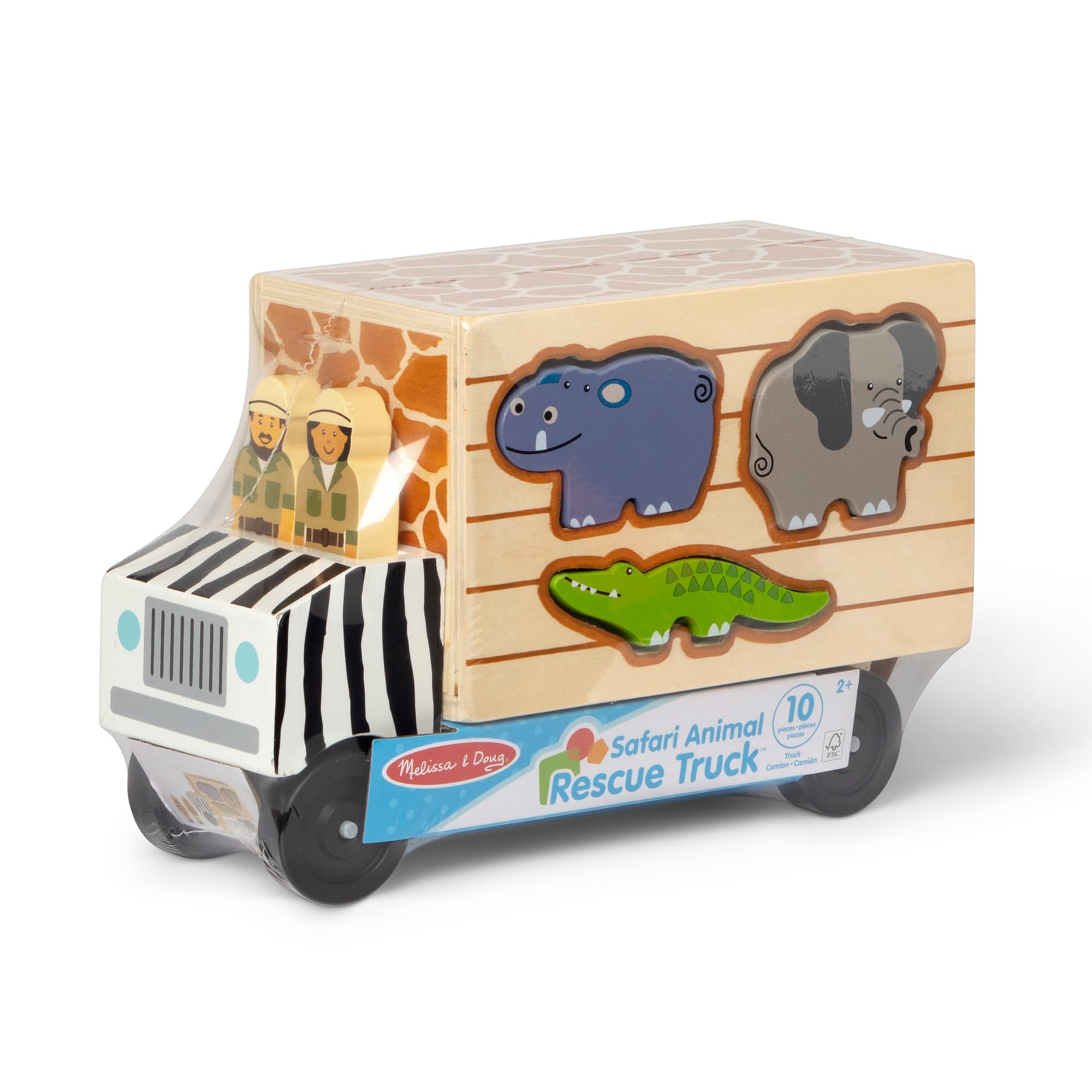 Melissa & Doug Safari Animal Rescue Truck Wooden Shape Sorter Toy | Ages 2+ 3
