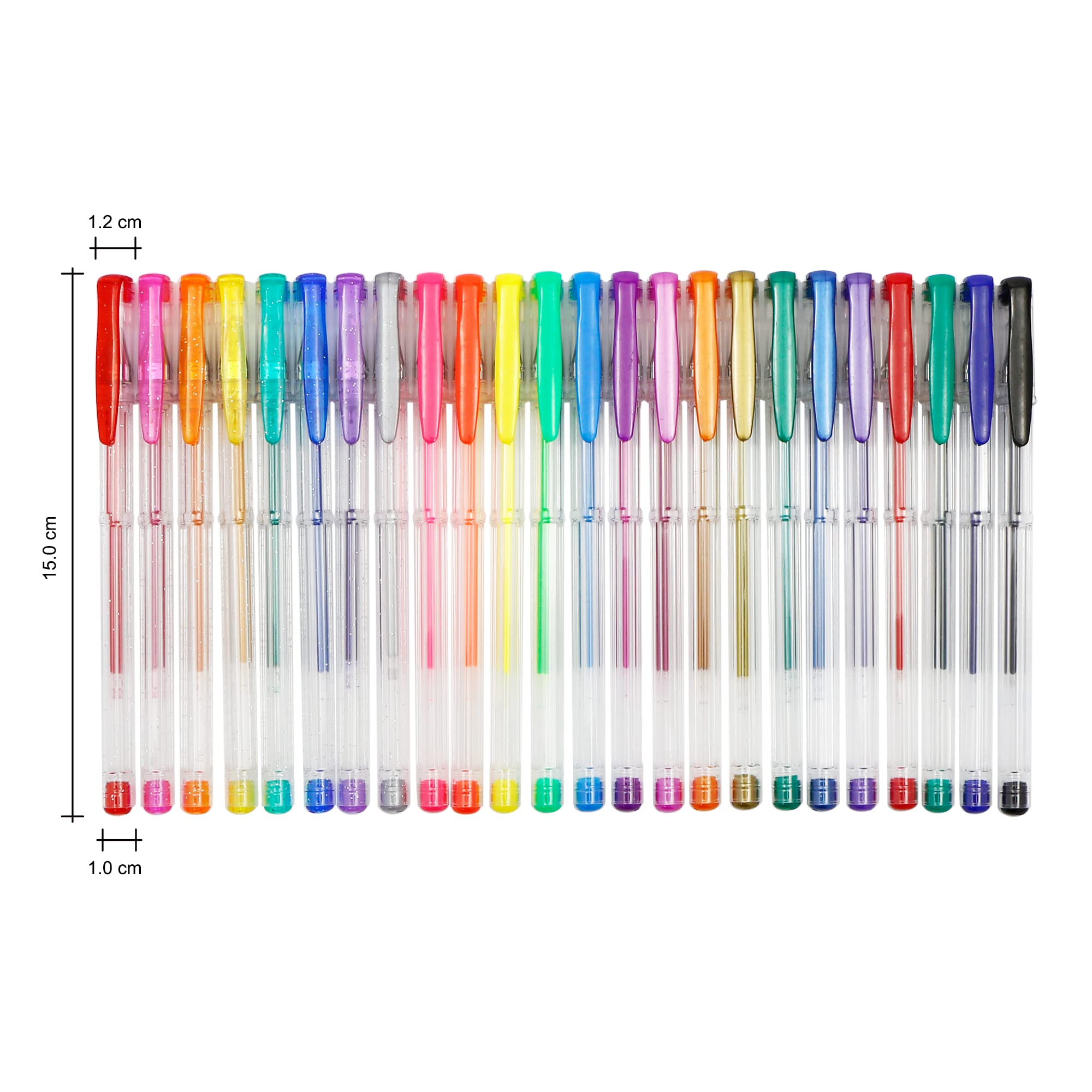 EXERZ Gel Ink Rollerball Pens - 24 Pack Rainbow Colors with Glitter, Neon, Metallic Finishes 4