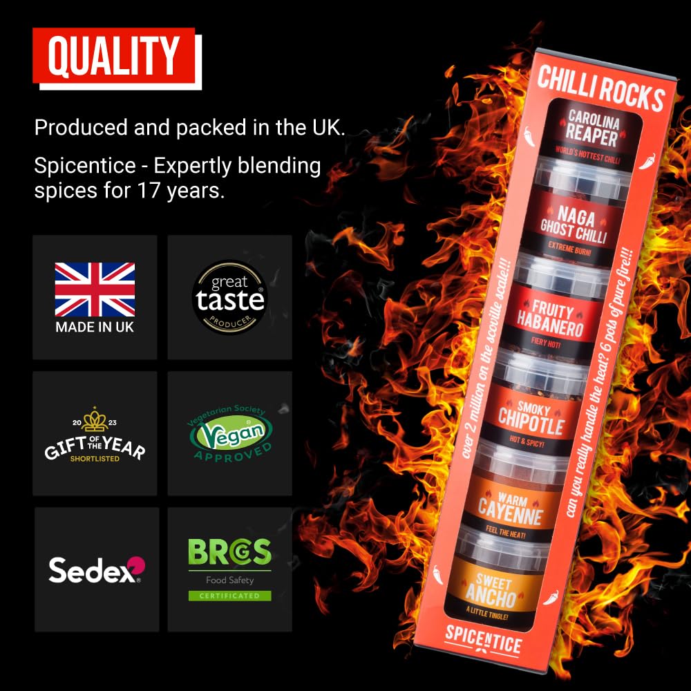 SPICE "N" TICE - Ultimate Hot Chilli Pepper Gift Set - 100% Pure Premium Chilli 6-Pack 14