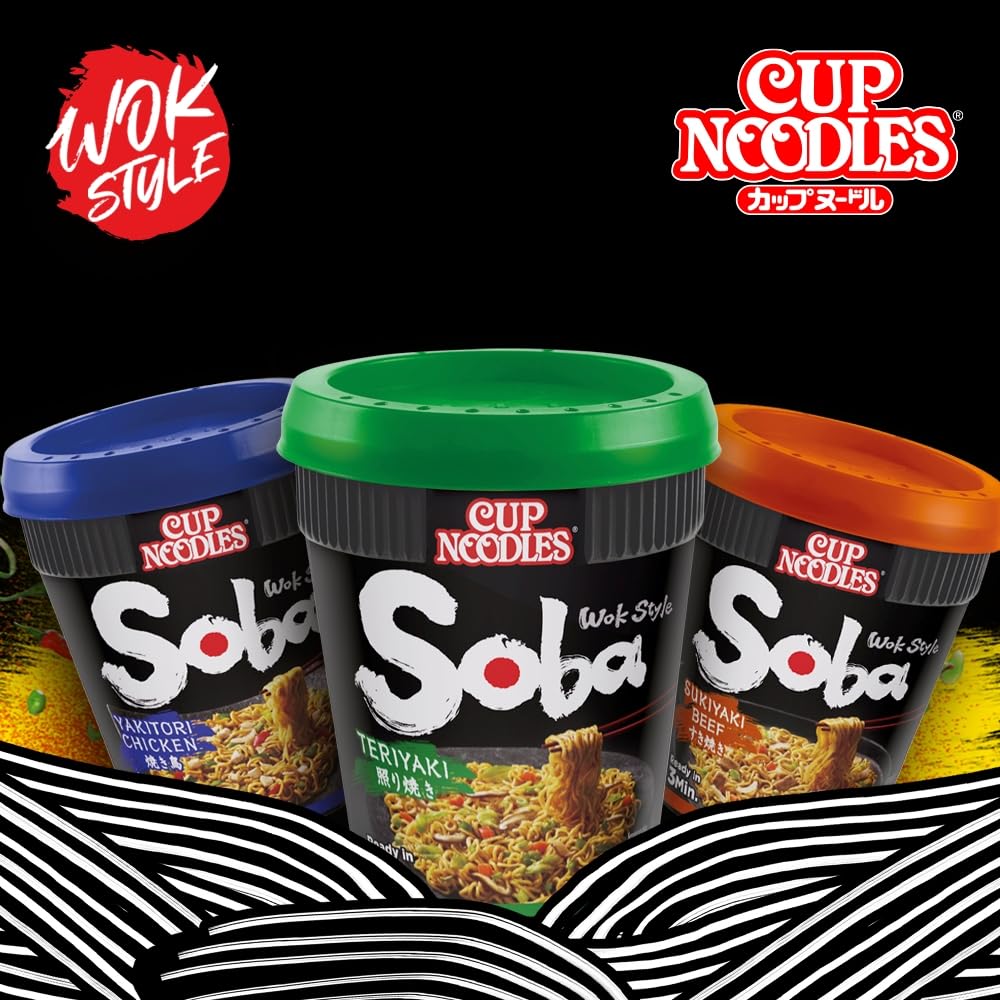 NISSIN Cup Noodles Soba Wok Style Teriyaki Flavoured Instant Noodles, 90 g (Pack of 8) 5