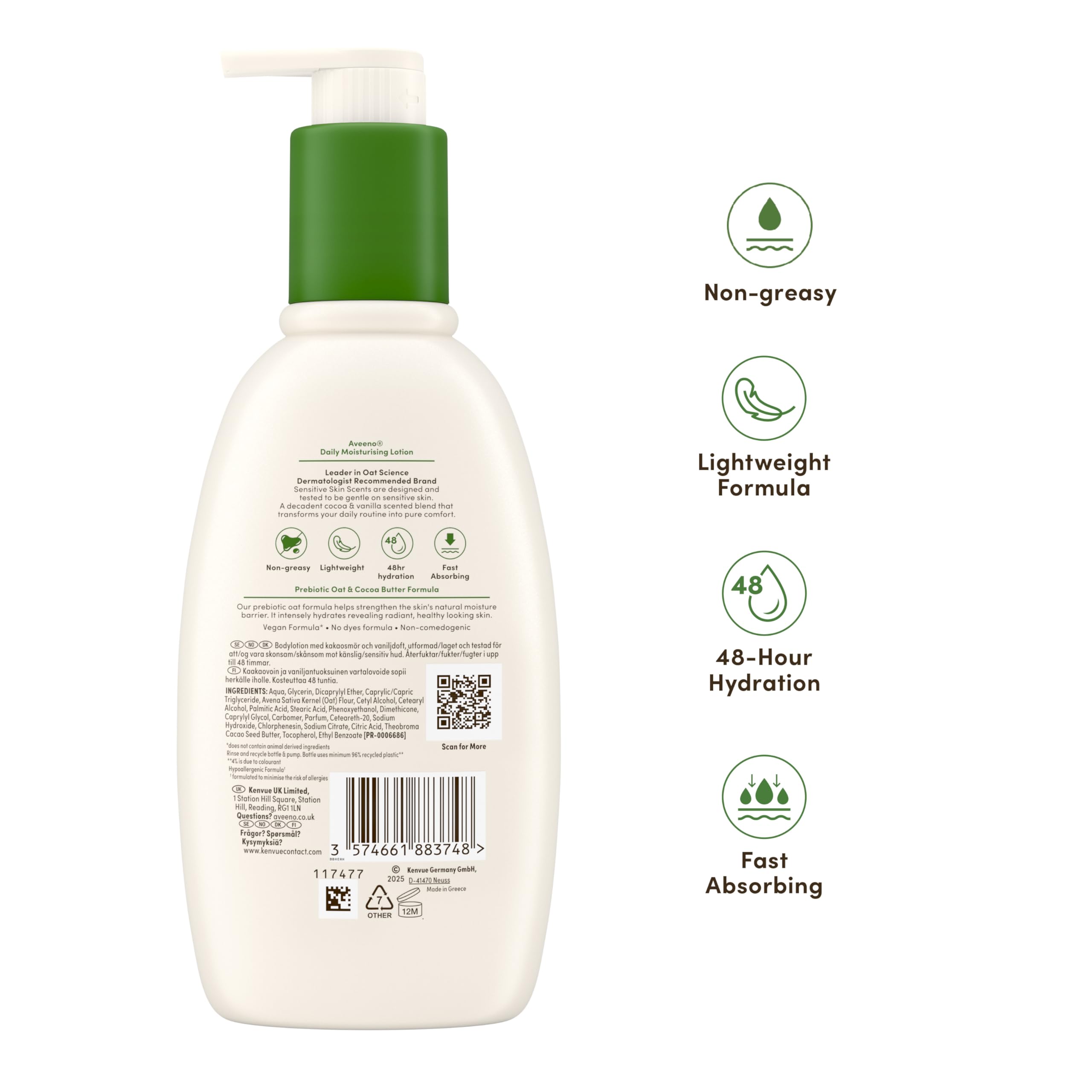 Aveeno Daily Moisturizing Cocoa Butter Lotion - Lightweight Texture, 300 ml
