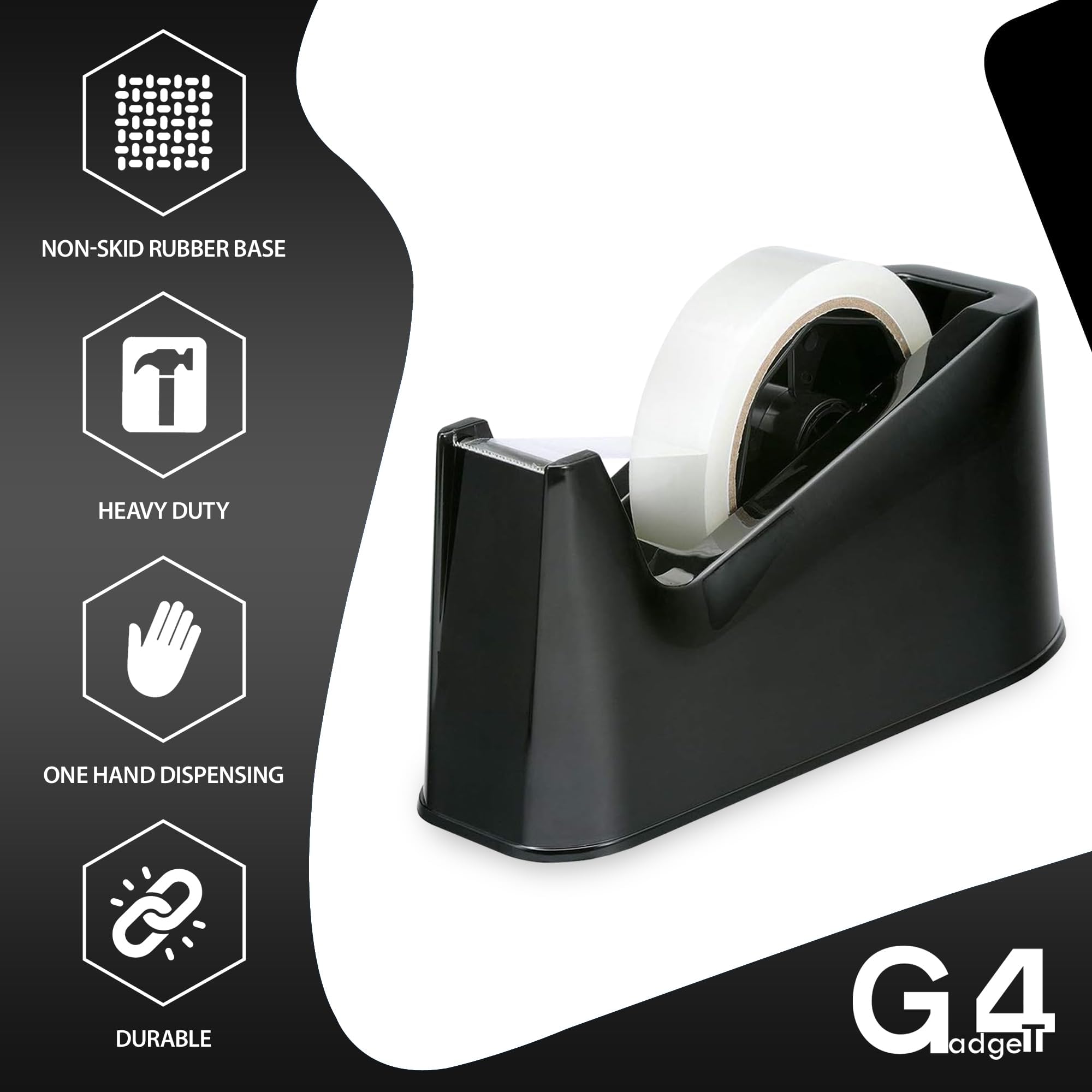 G4GADGET Heavy Duty Tape Dispenser - Weighted Non-Skid Base | Fits 33m & 66m Tape | One-Hand Use 6