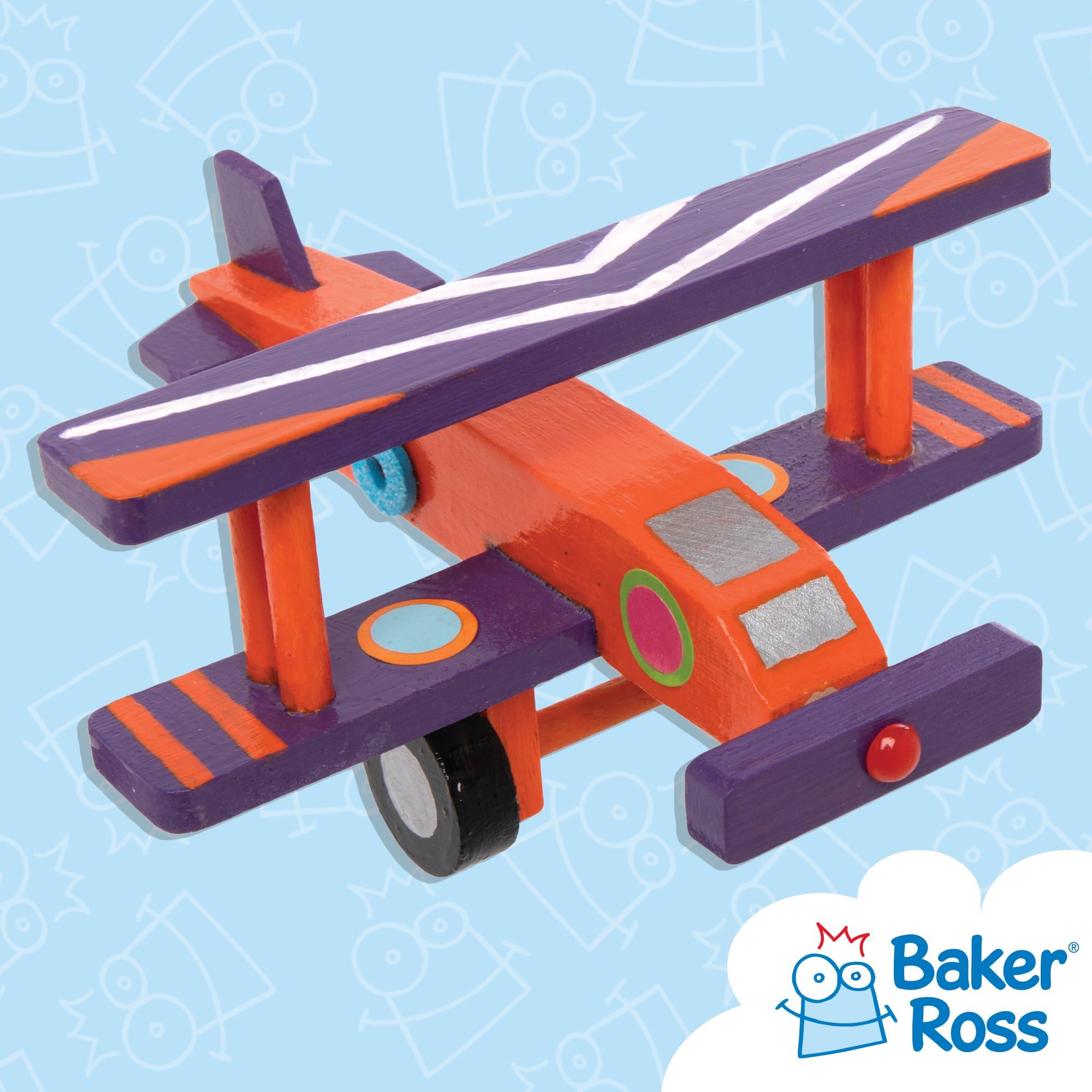 Baker Ross 3D Wooden Aeroplane Kits (Pack of 2) - Pre-cut Wood Craft for Kids Ages 5+ 4
