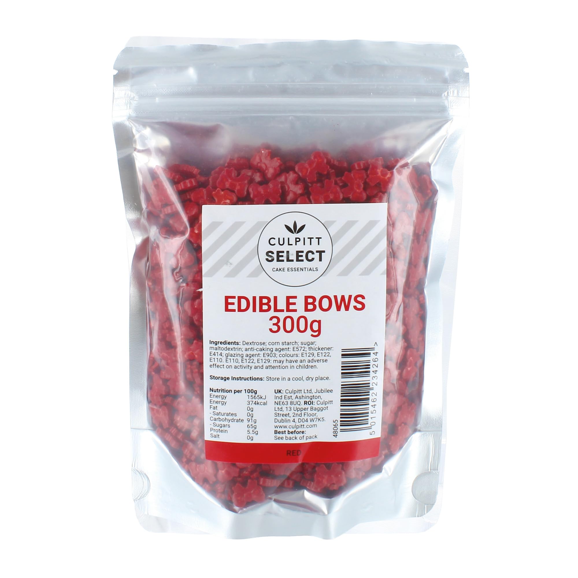 Culpitt Select Red Bow Sprinkles - Edible Sugar Decorations | 300g Pouch 2
