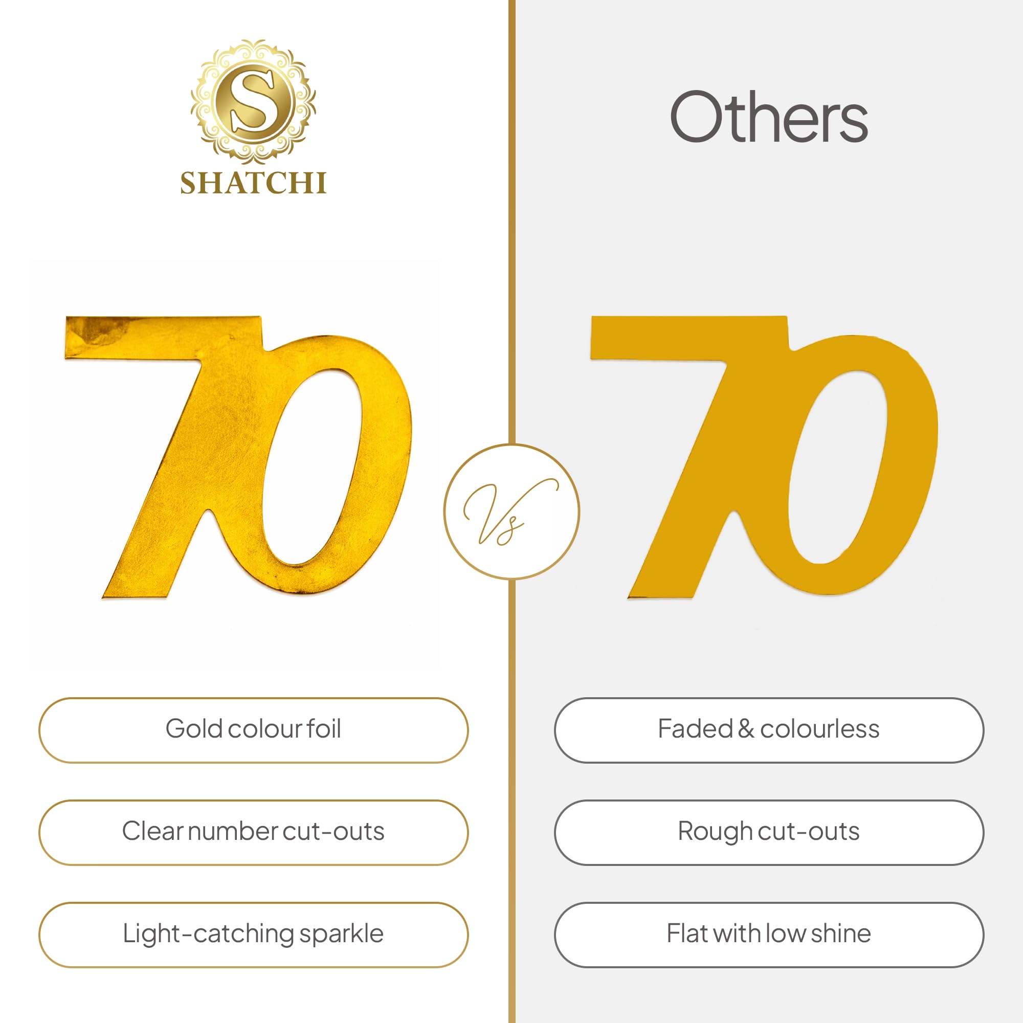 SHATCHI 14g Gold 70th Birthday Confetti Foil Metallic Glitz Table Scatter 8