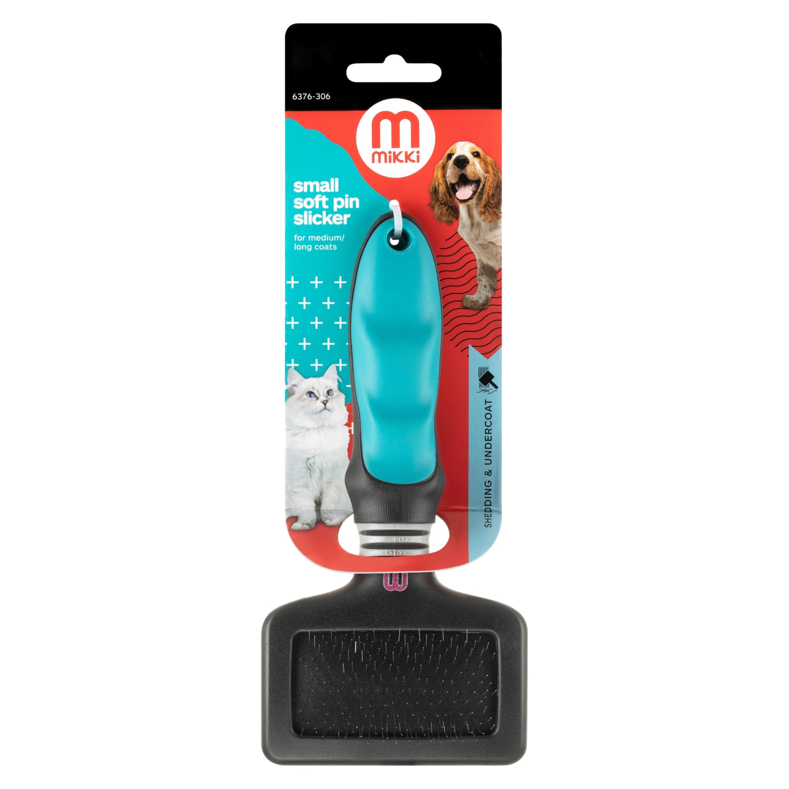 Mikki Soft Pin Slicker Brush - Removes Knots & Dead Hair | Ergonomic Handle | Small Size 7