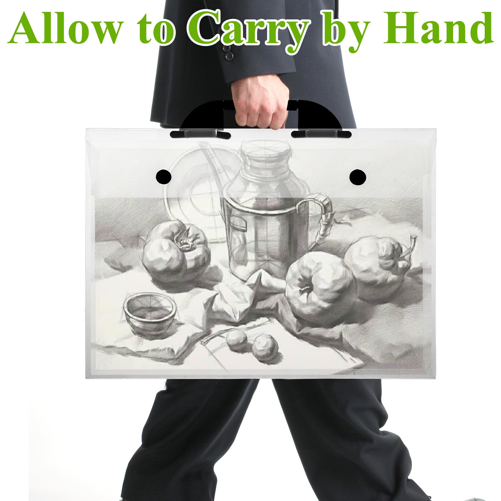 ASelected Art Portfolio Folder - A3 Size Crystal Clear Carry Case with Handle | PP Material 4