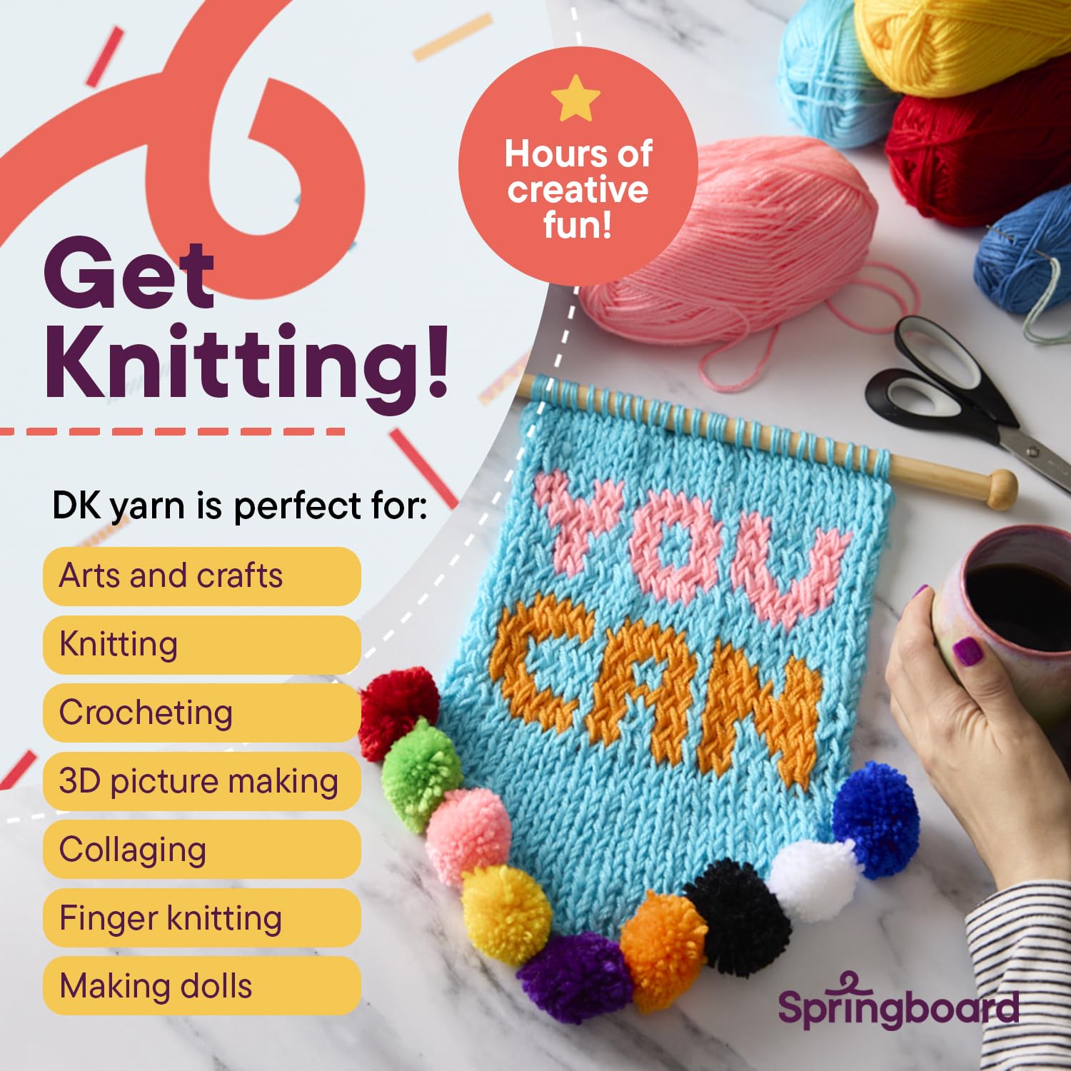 Springboard Acrylic Double Knitting Wool Multipack - 10 x 100g Balls | Assorted Bright Colours 4