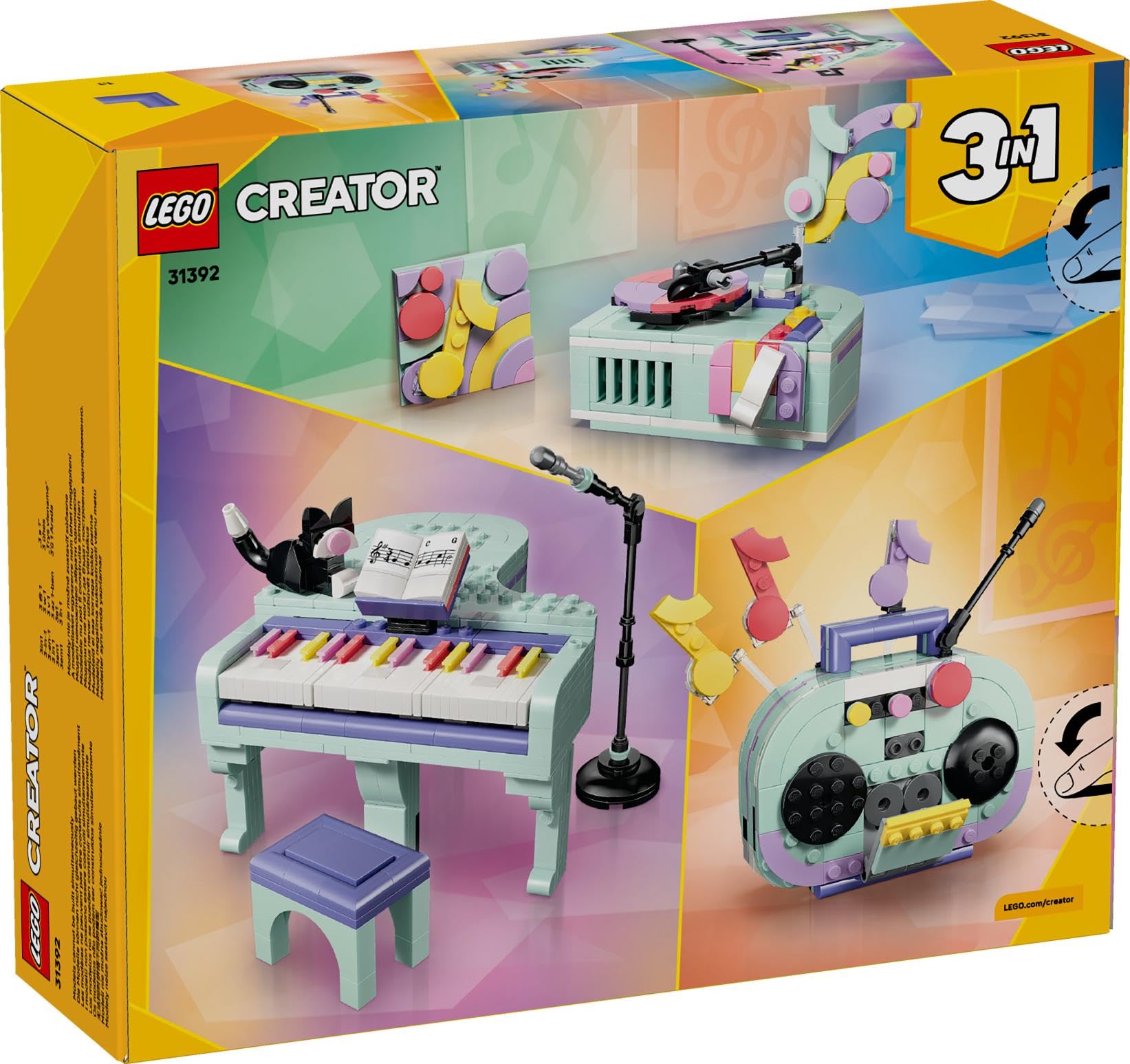 LEGO Creator 3 in 1 Music Decor Piano with Cat 31392 | Ages 9+ | Retro Model Kit 8
