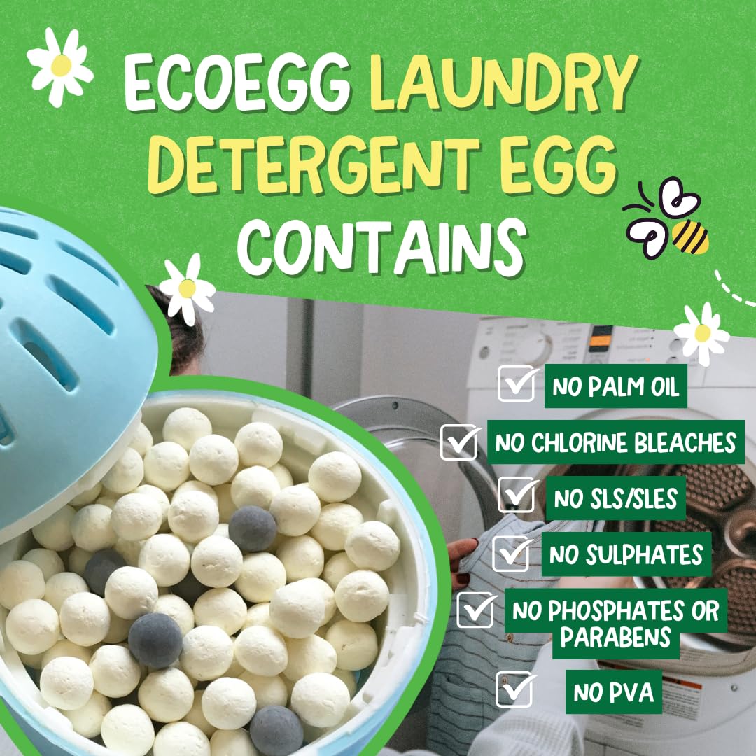 Ecoegg Laundry Egg Refills Detergent and Fabric Softener Replacement Mineral Pellets Fresh Linen 6
