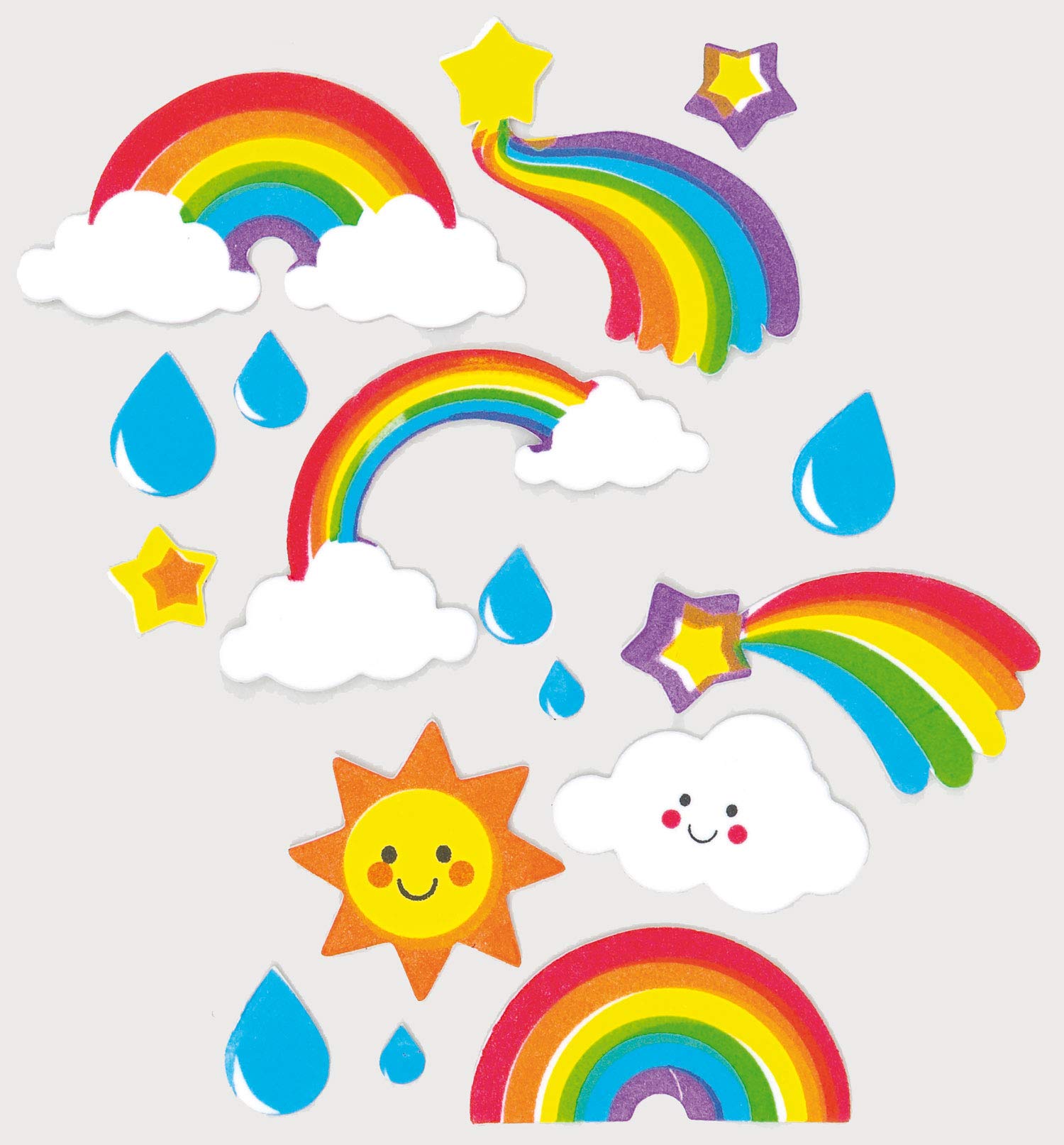 Baker Ross Rainbow Puffy Foam Stickers (Pack of 120) - Self-Adhesive Vinyl for Kids Crafts 4