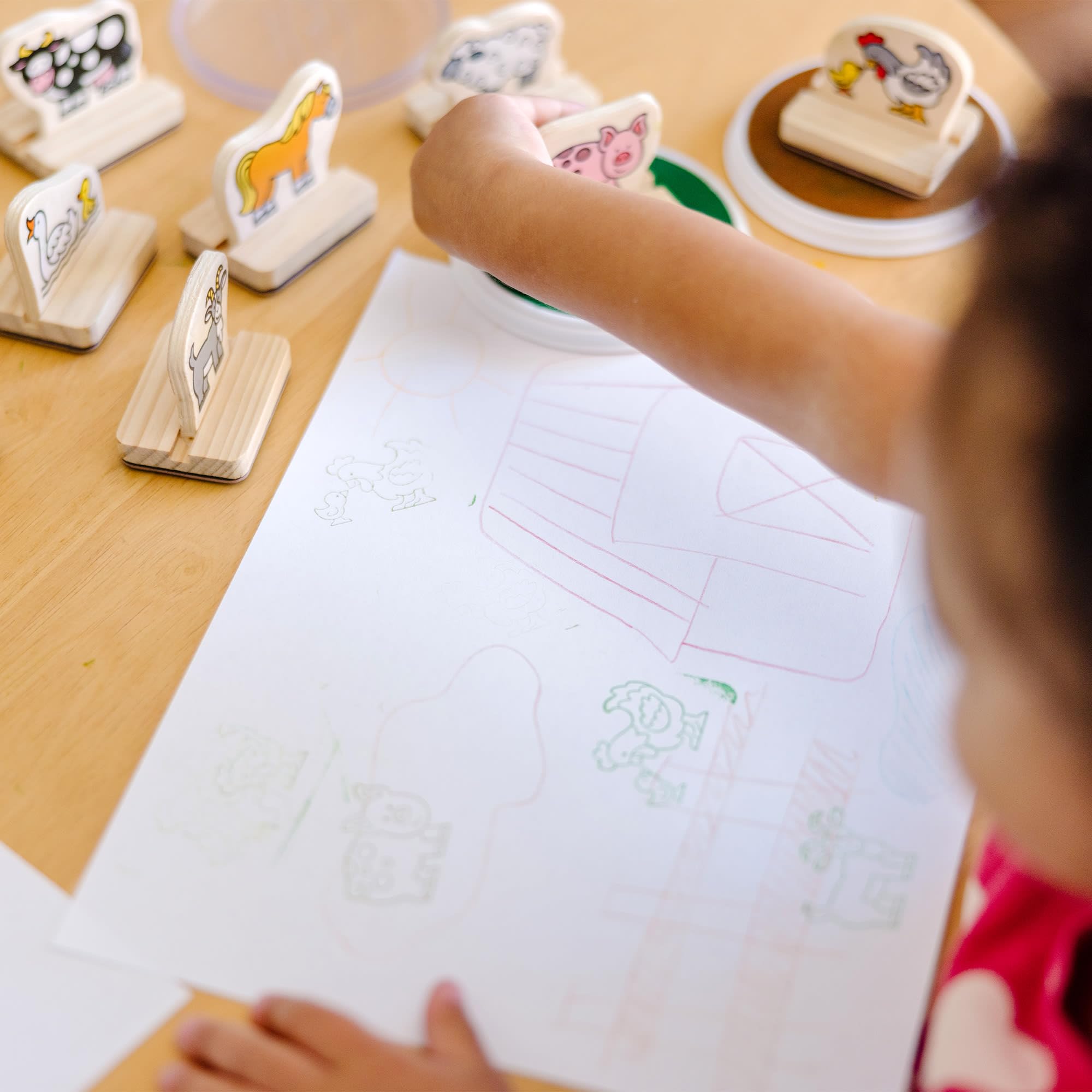Melissa & Doug My First Wooden Stamp Set - Farm Animals | Easy-Grip Handles | Ages 3+ 9