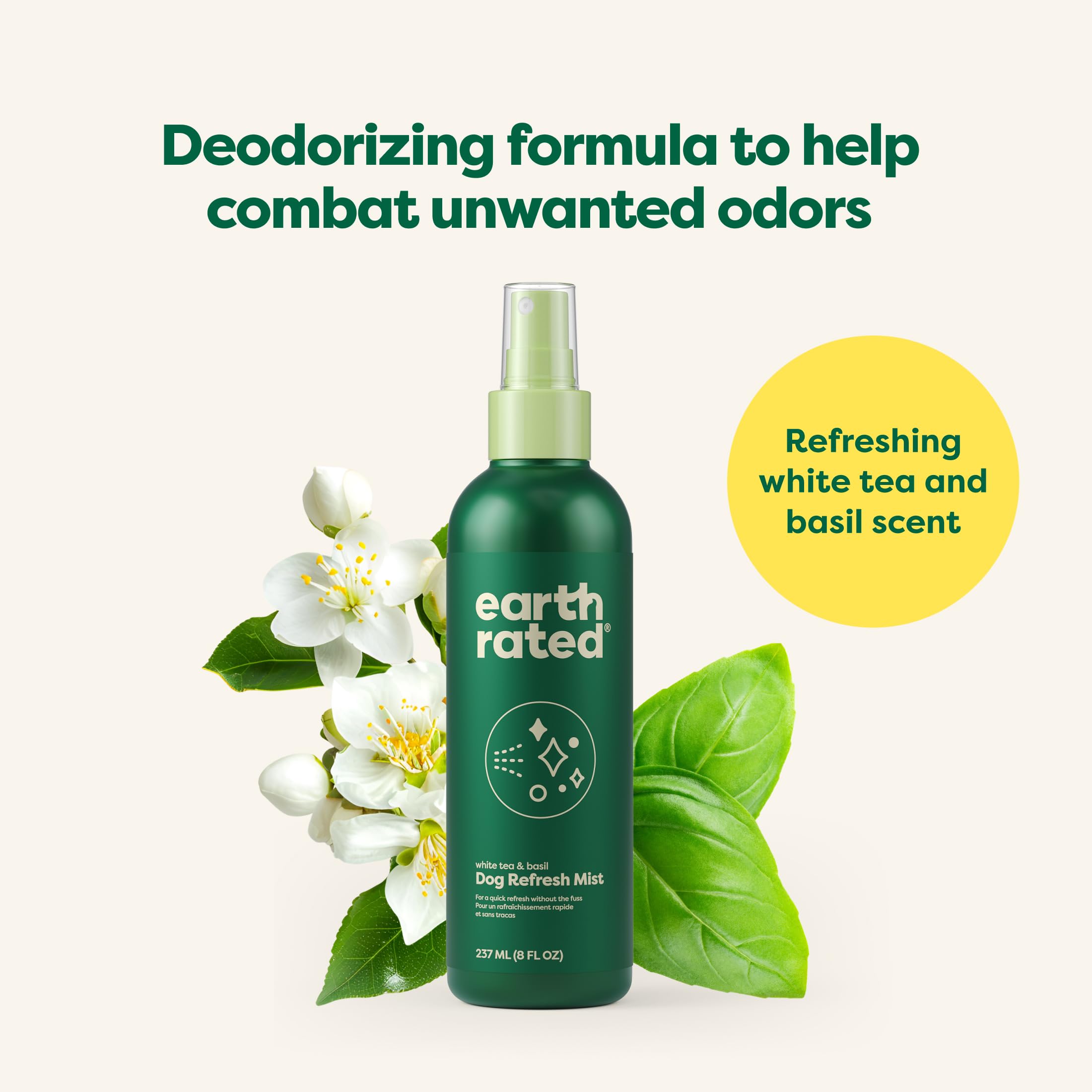Earth Rated Dog Deodorizing Spray - White Tea & Basil Scent, Conditioning & Detangling | 8 oz 4