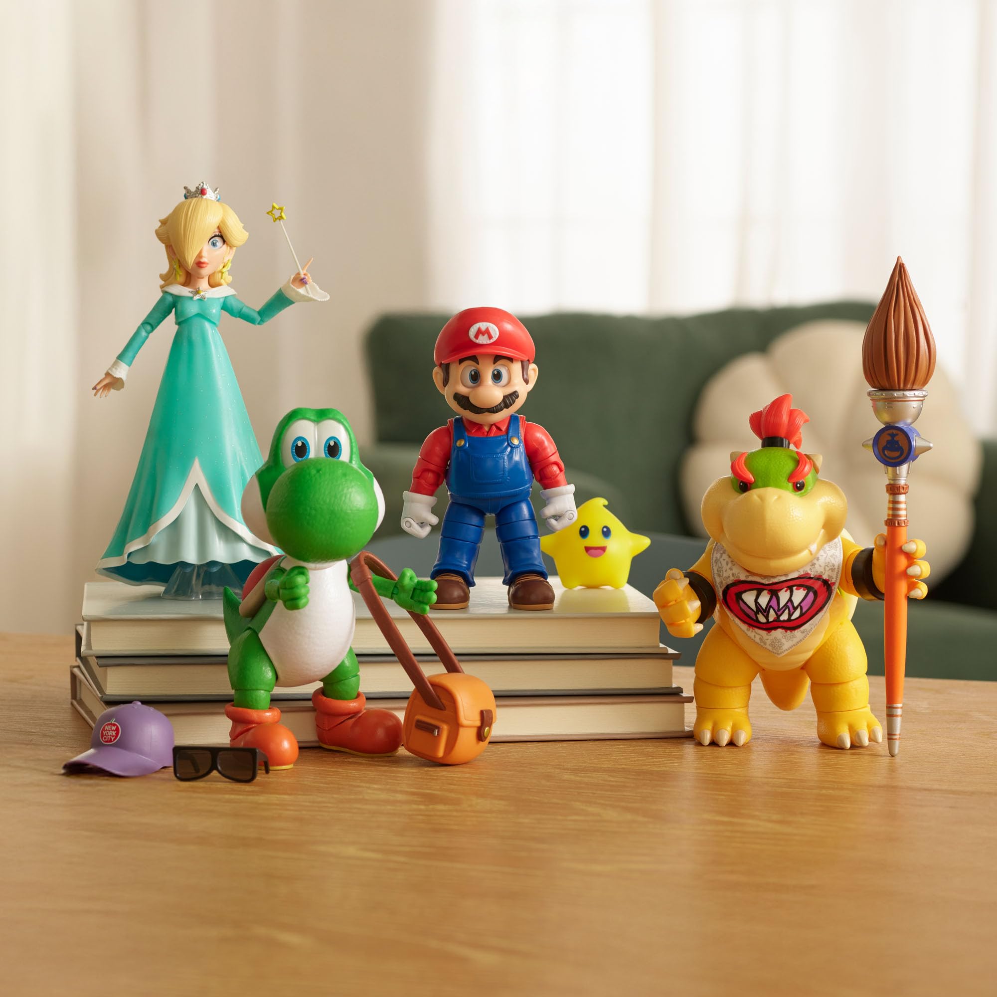 Jakks Pacific Super Mario Galaxy Movie Yoshi 5' Action Figure with Cap, Sunglasses & Satchel