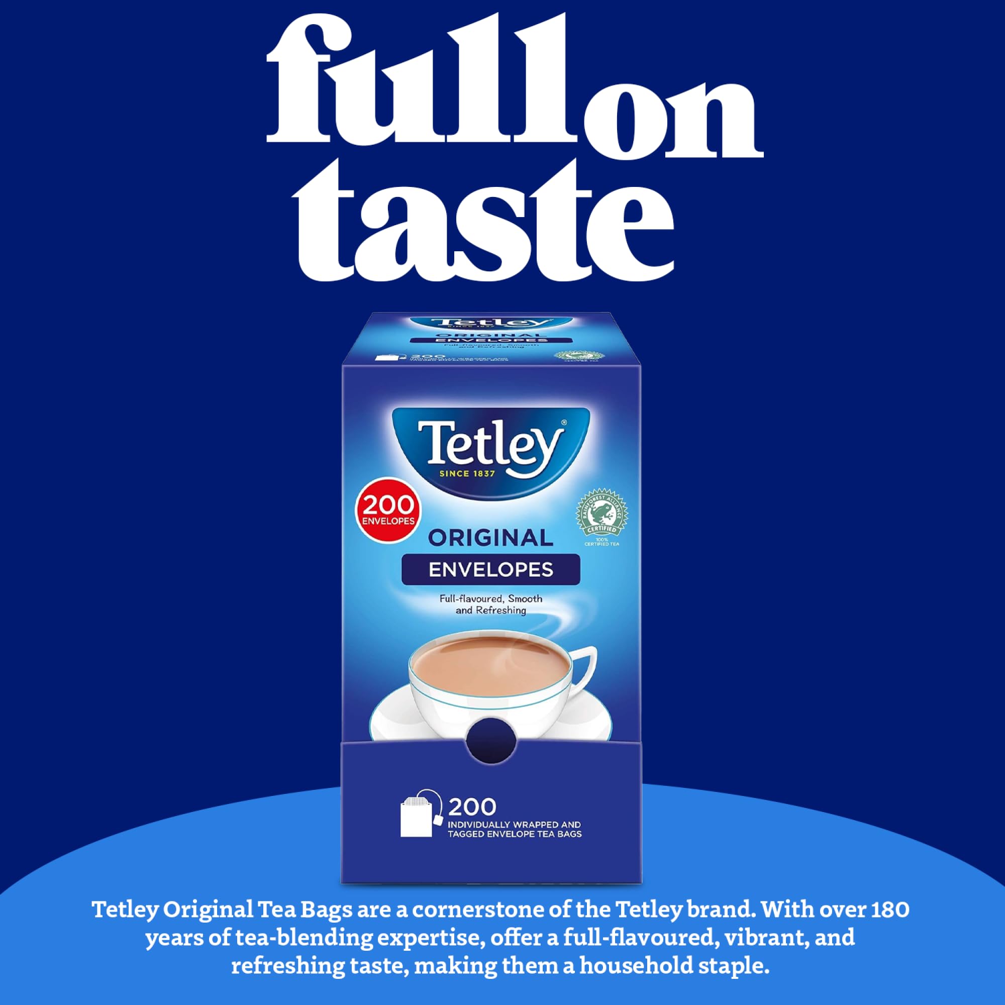 Tetley Original Black Tea Bags - 200 Count Pack | Rainforest Alliance Certified | Smooth Taste 3