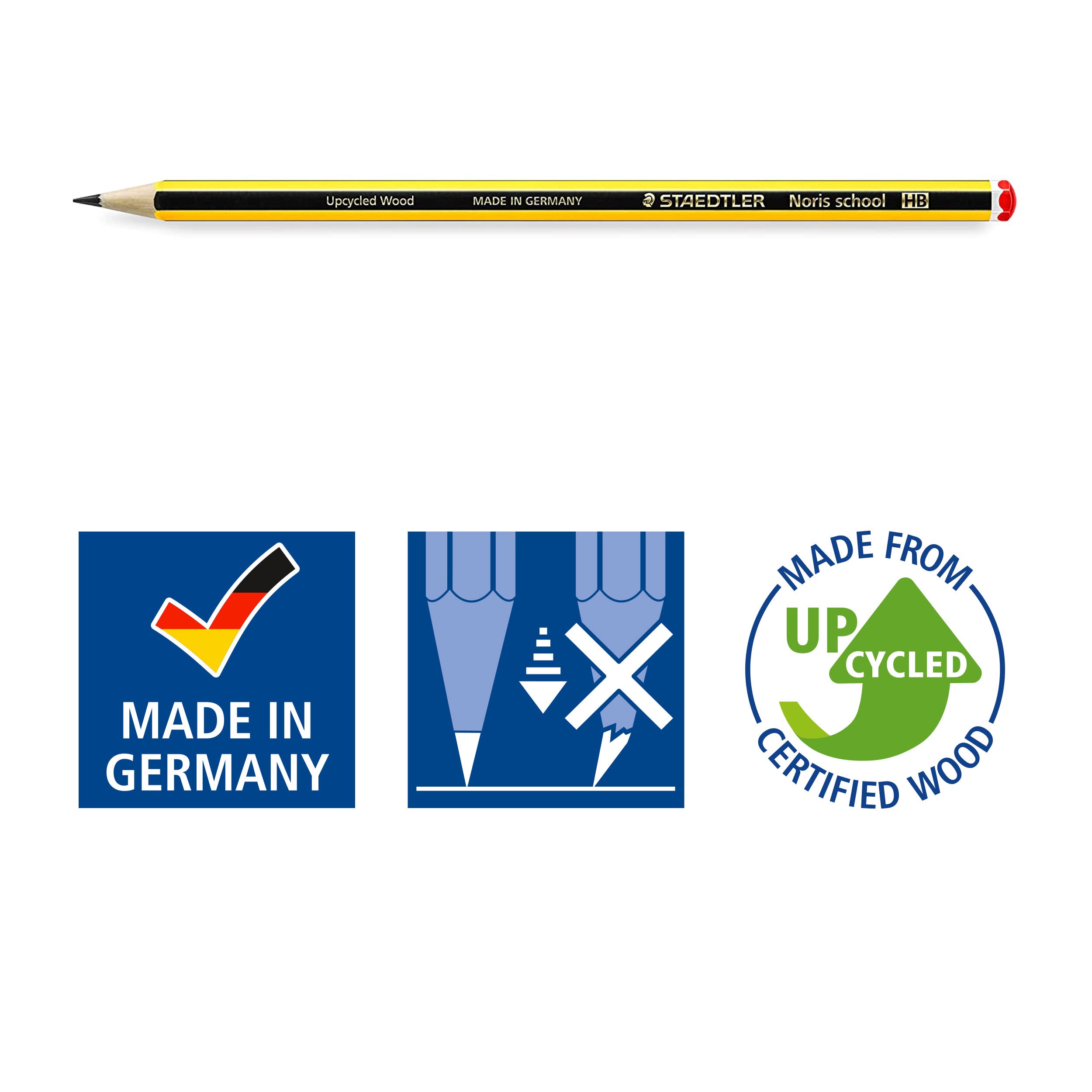 STAEDTLER Noris Graphite Pencils - HB Hardness, Break-Resistant Lead | Pack of 5 5