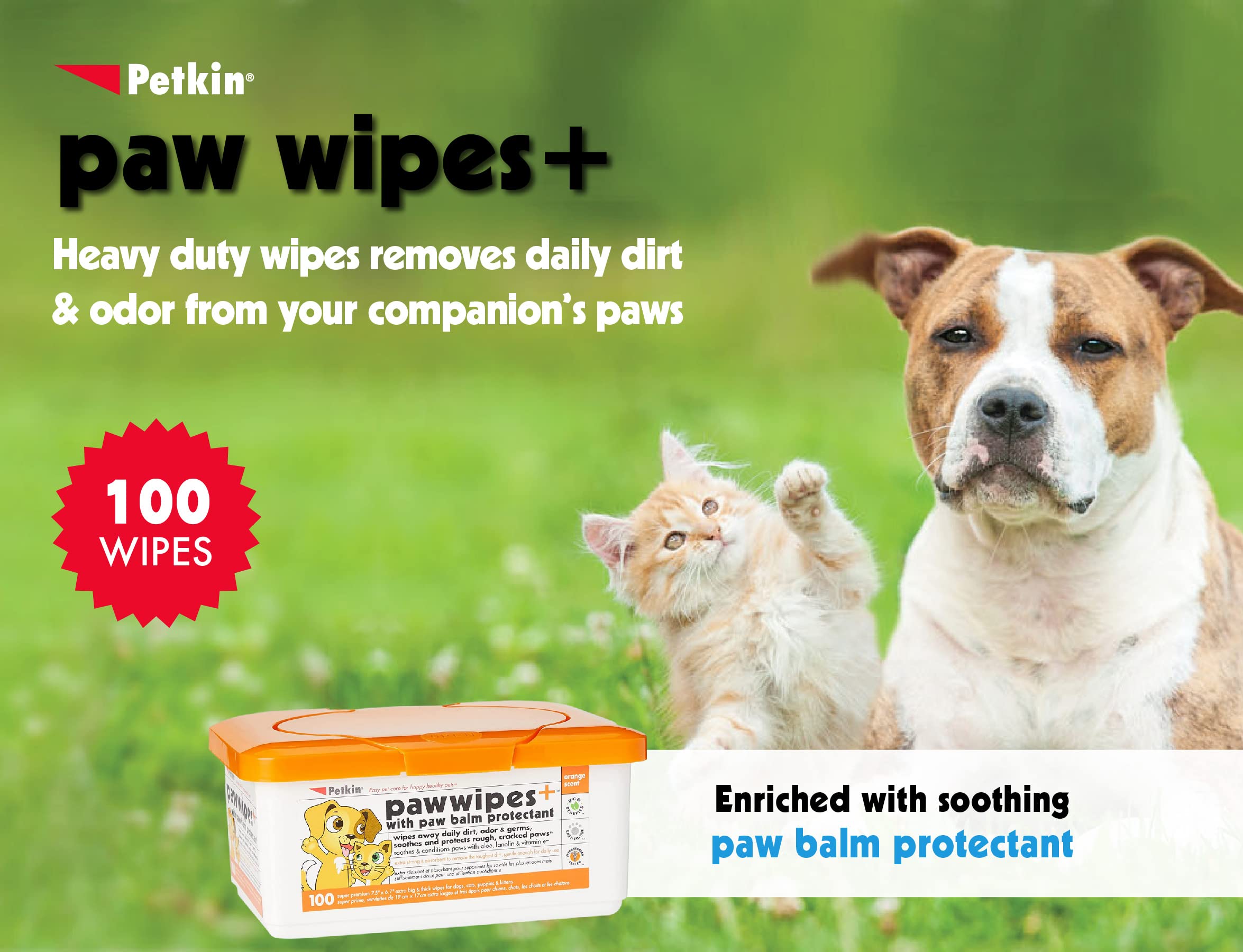 Petkin Paw Wipes - Extra Soft & Strong Aloe Vera Formula for Daily Paw Care | 100 Count 2